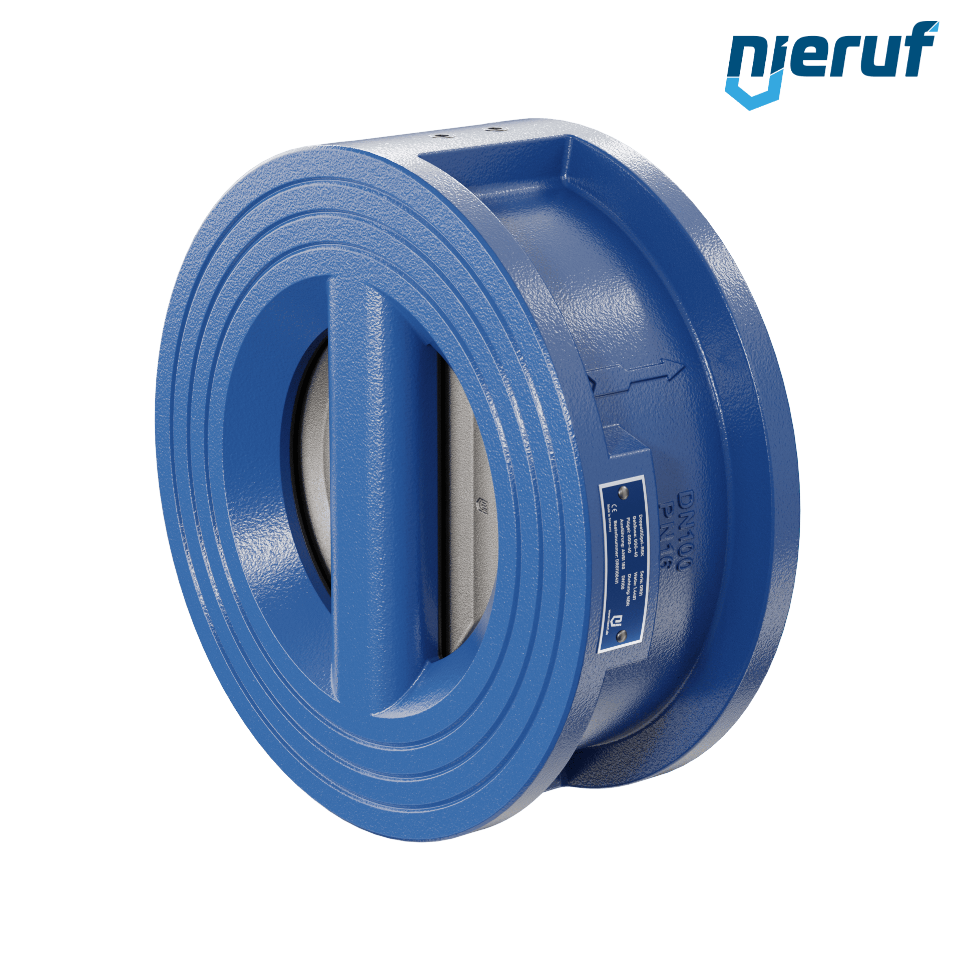 valvola di ritegno a doppio battente DN100 ANSI150 DR01 ANSI 150 GGG40 con rivestimento epossidico blu 180µm  NBR