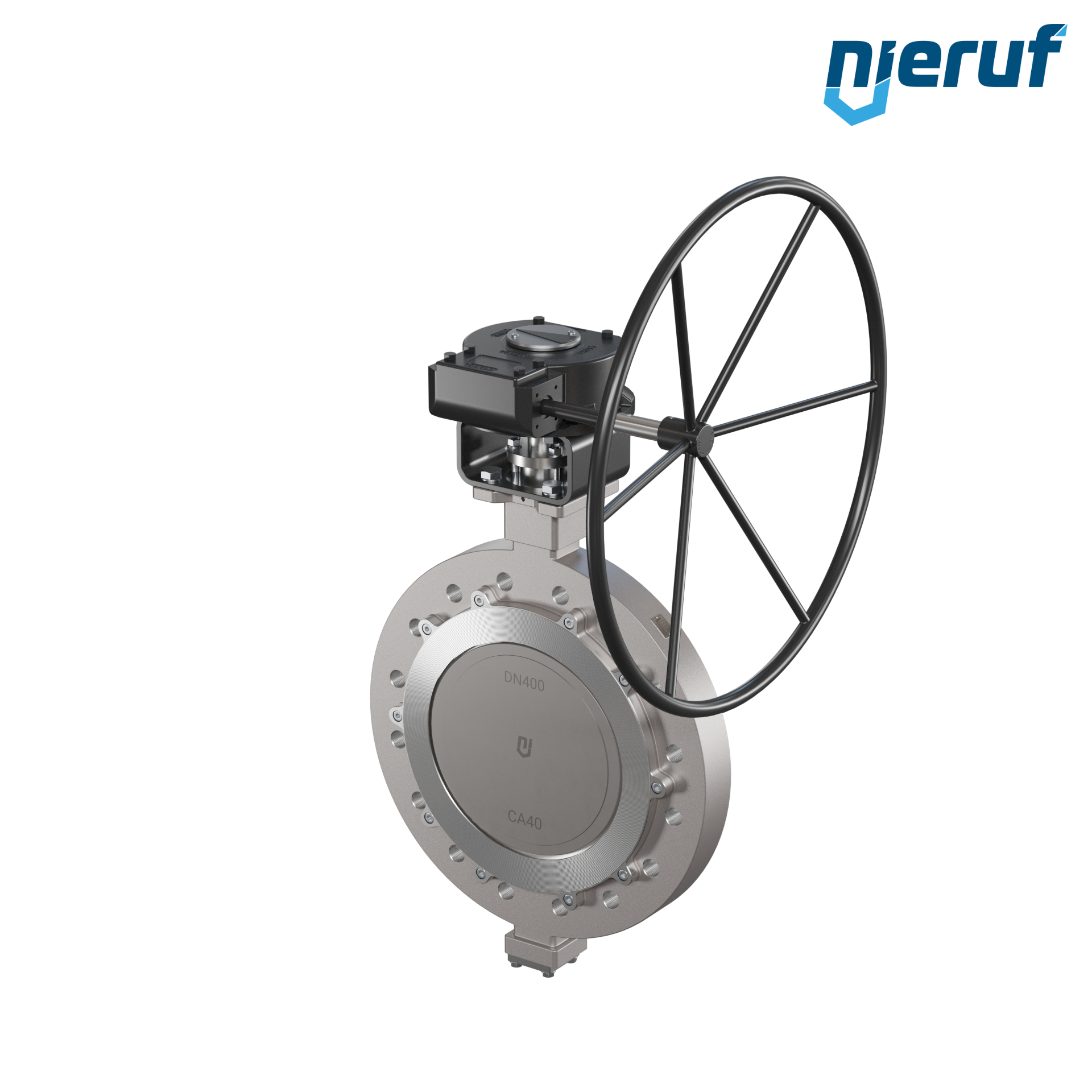 valvola a farfalla triplo eccentrico acciaio inox AK14 DN 400 PN25 volantino