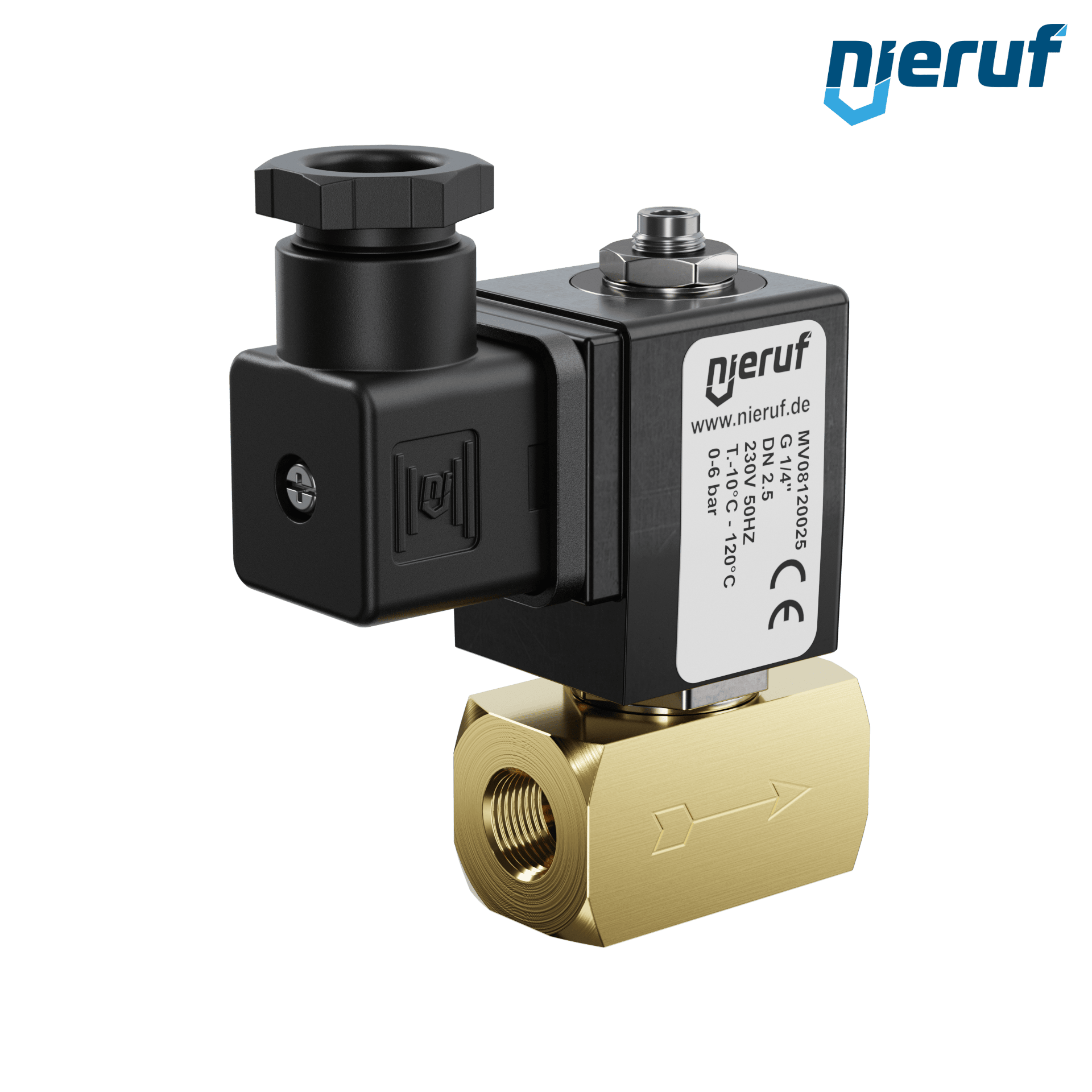 elettrovalvolaDN2,5 G 1/4" pollici ottone MV08 FKM 230V 50Hz