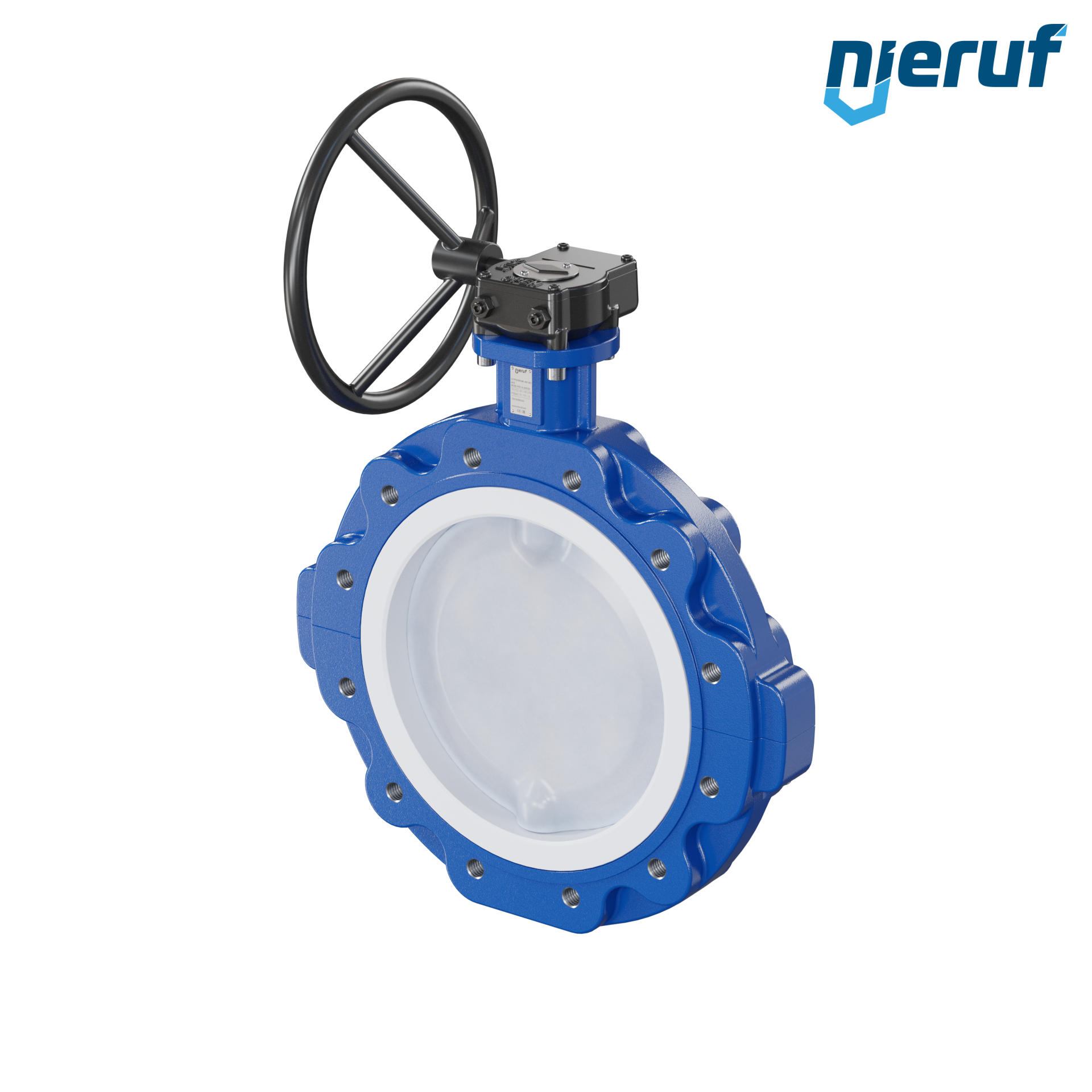 valvola a farfalla PFA PTFE AK10 DN300 PN10 volantino manuale inserto in FKM