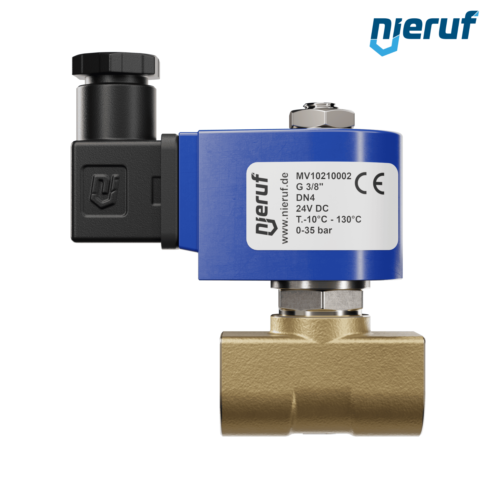 elettrovalvola per alta pressione G 3/8" pollici DN4,0 ottone MV10 EPDM 24V DC