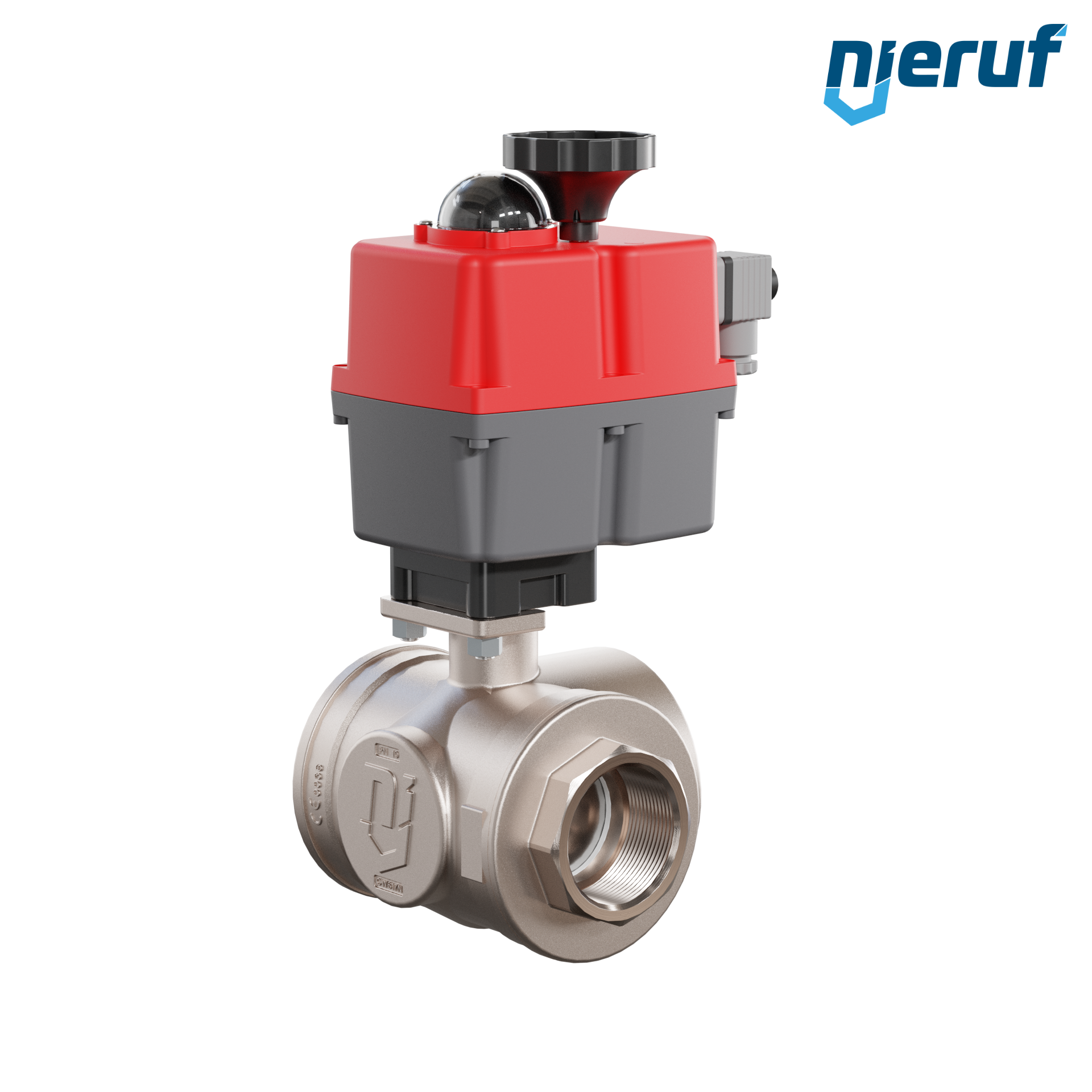 valvola a sfera a 3 vie con attuatore elettrico 24-240V DN50 - 2" pollici ottone a passaggio totale con incavo a forma di L