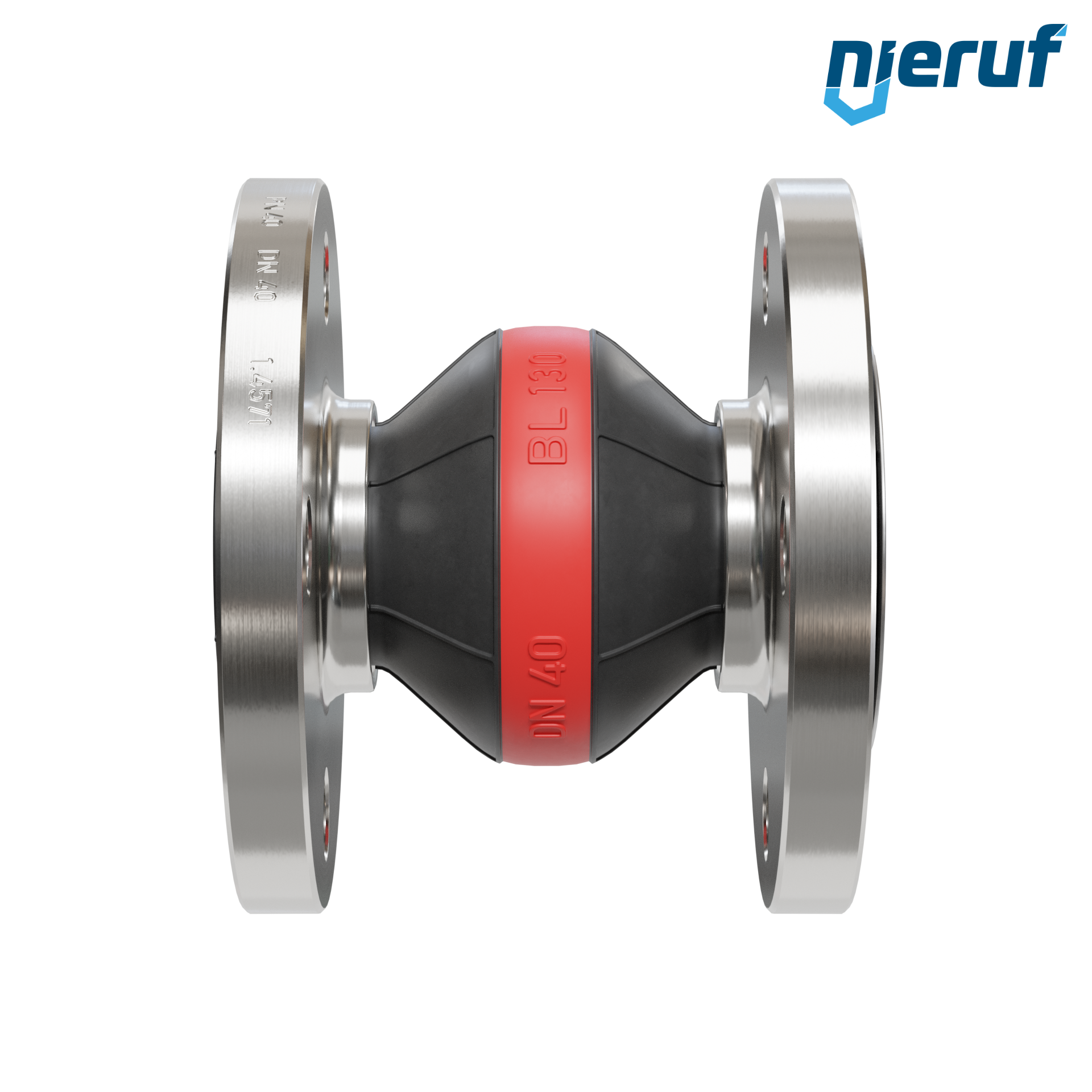 Compensatore in gomma per acqua potabile con deflettore DN40 tipo KP04 flange in acciaio inox EPDM