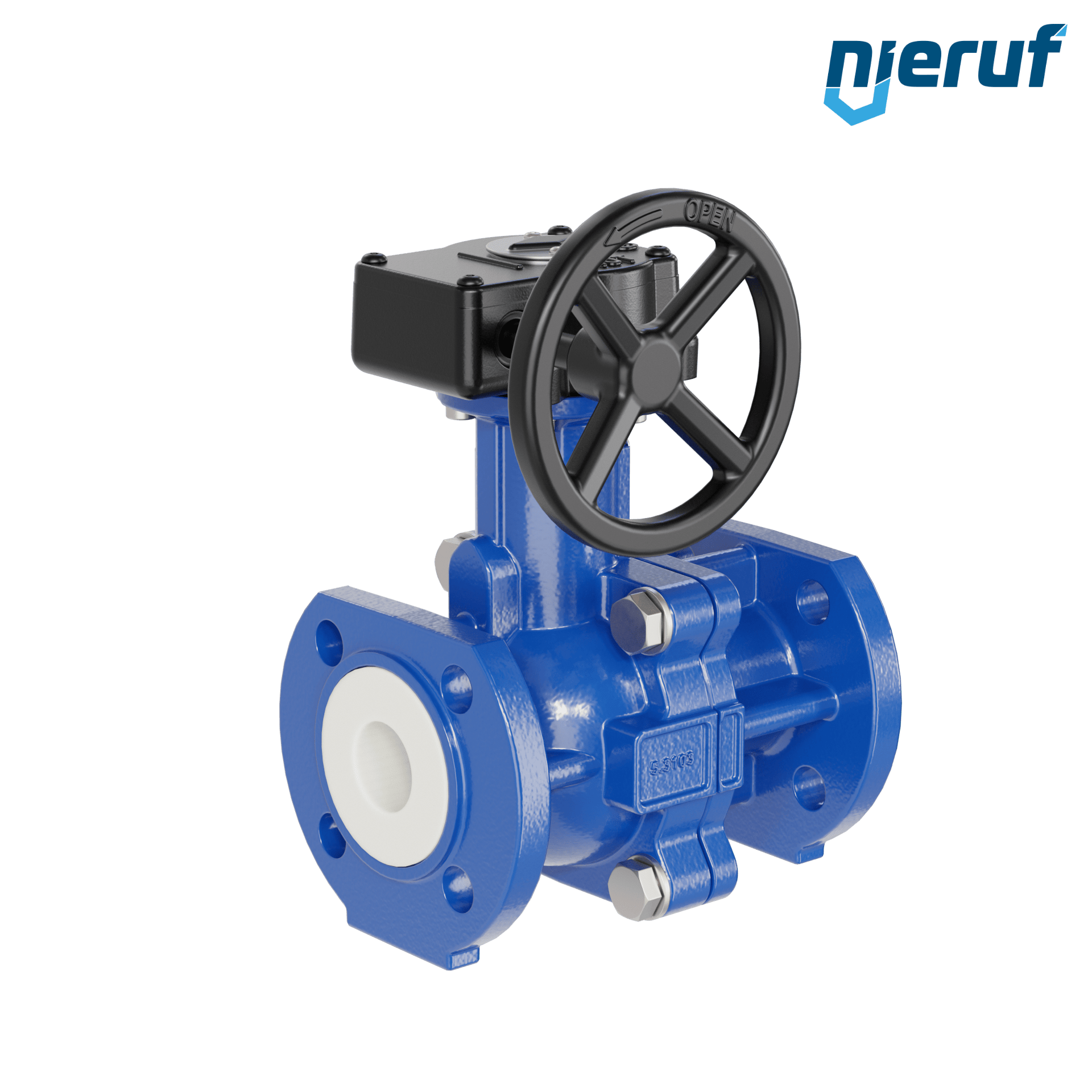 valvola a sfera flangiata PFA FK13 DN25 - 1" pollici PN10/16 in ghisa sferoidale 5.3103 con volantino manuale