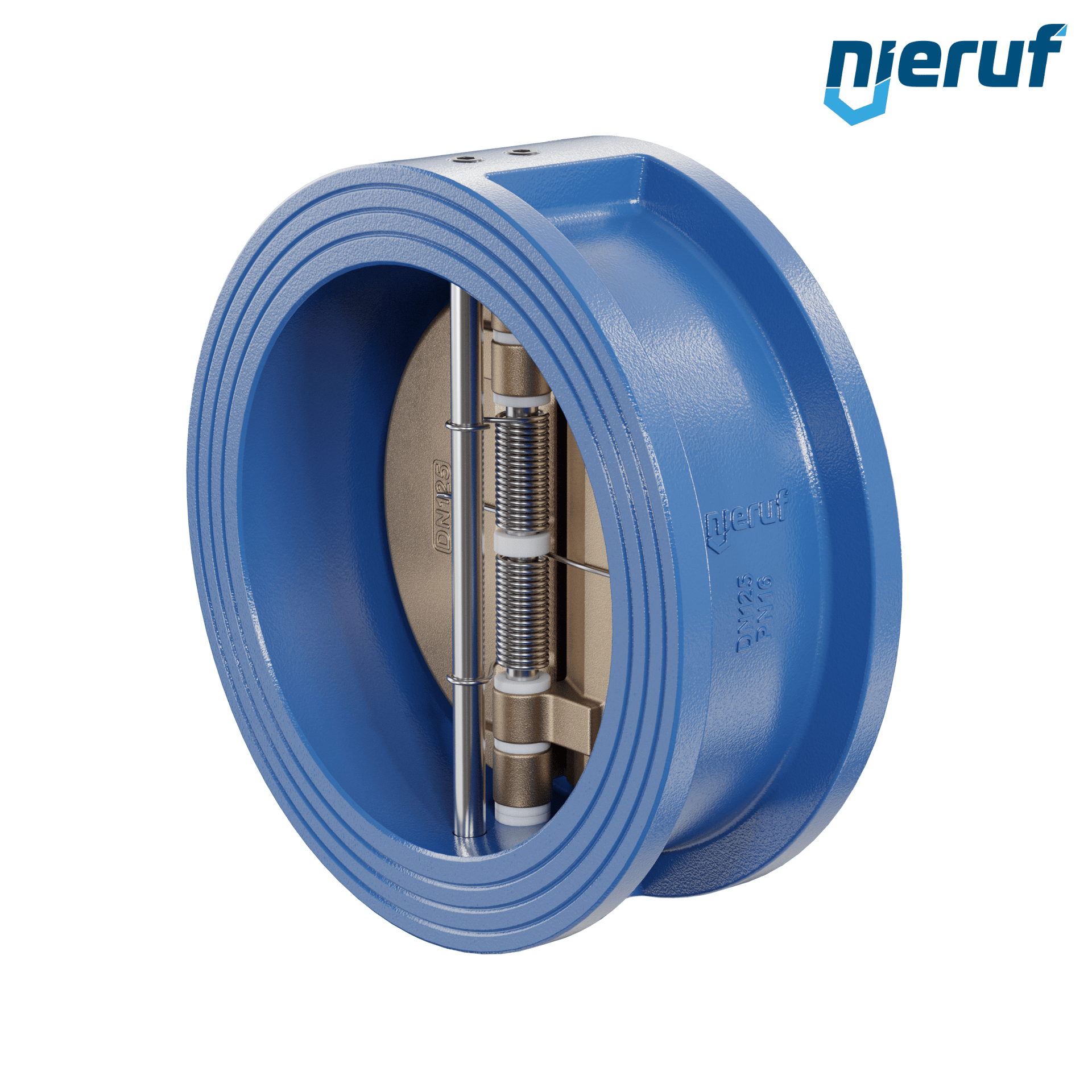valvola di ritegno a doppio battente DN125 ANSI150 DR04 ANSI 150 GGG40 con rivestimento epossidico blu 180µm  FKM