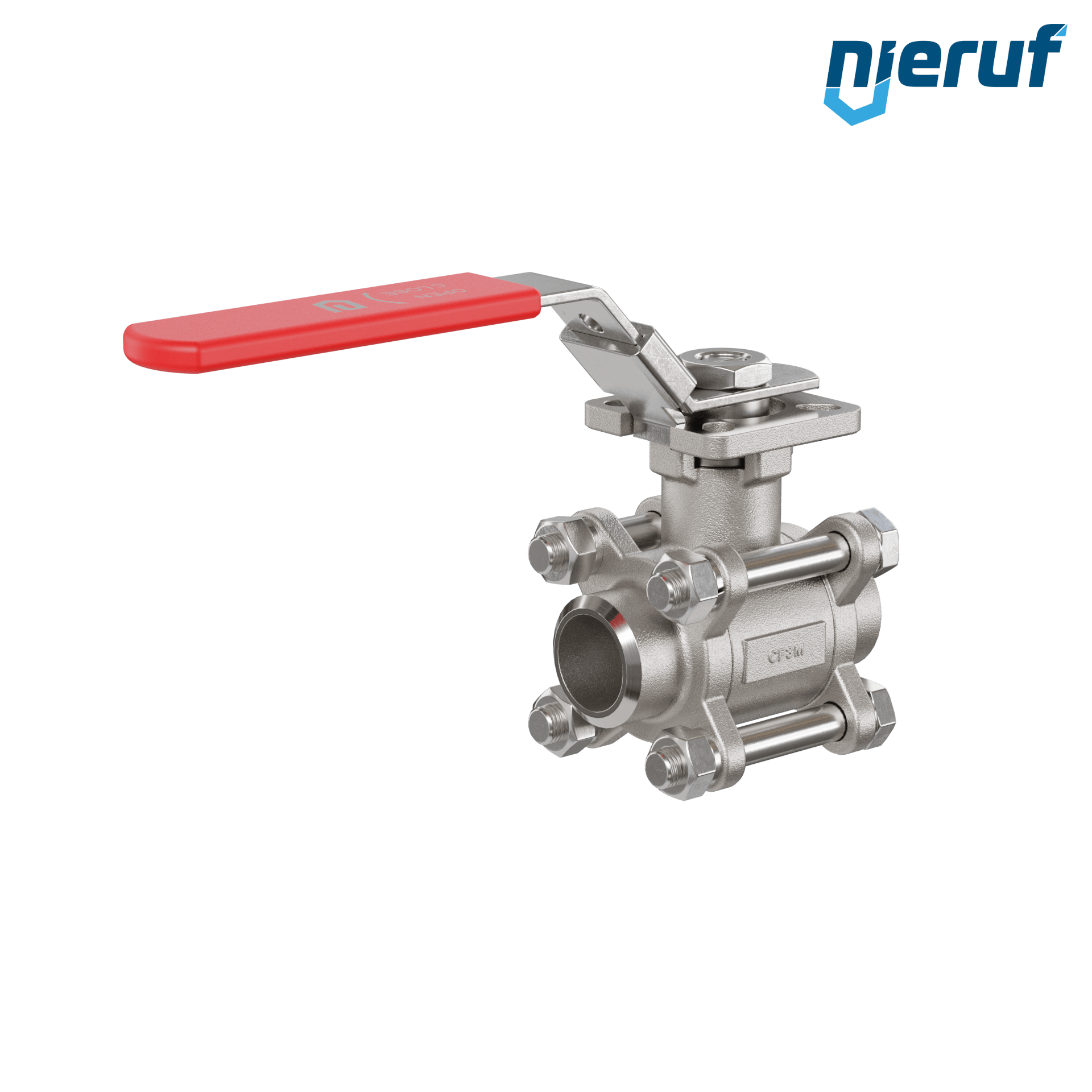 Valvola a sfera in acciaio inossidabile a 3 pezzi GK20 con una flangia per automazione conforme alla norma DIN ISO 5211 DN20 a saldare
