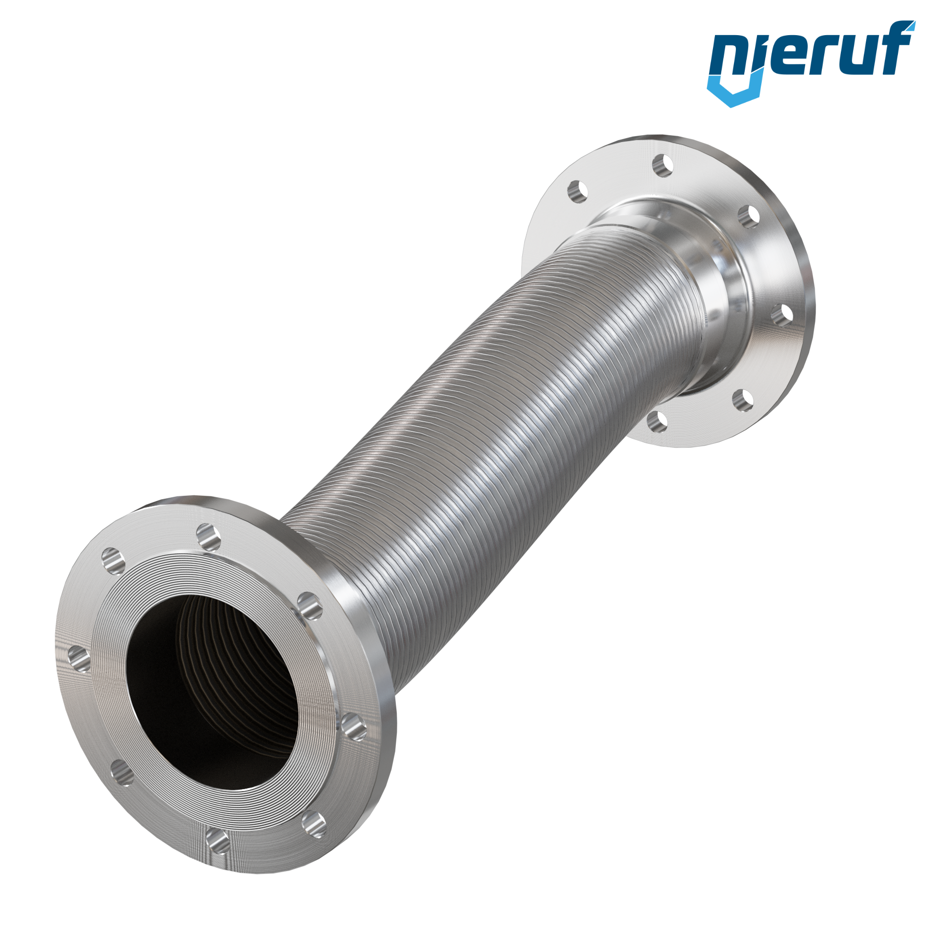 Tubo corrugato in acciaio inossidabile ES01 DN125 - 5" pollici con treccia doppia e flangia fissa Lunghezza 1000 mm