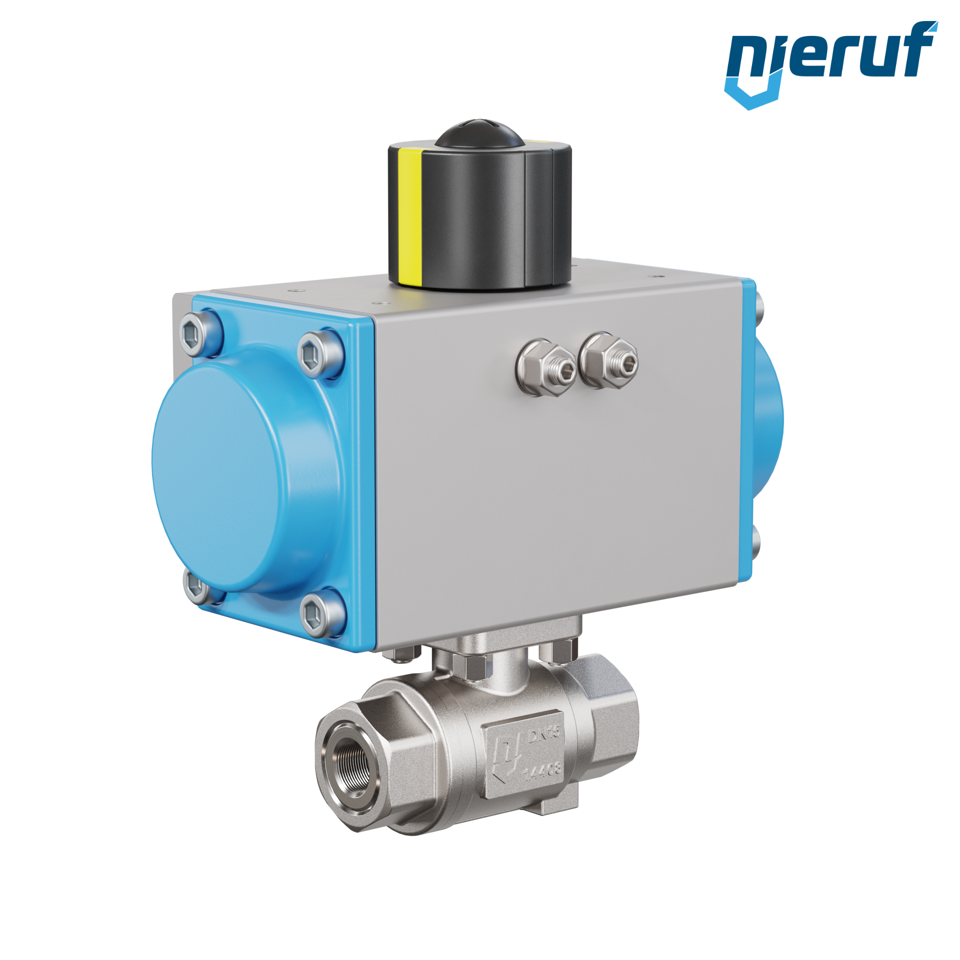 valvola a sfera con attuatore pneumatico DN8 - 1/4" pollici acciaio inossidabile azionamento rotativo a effetto semplice apertura a molla PK02 DVGW W