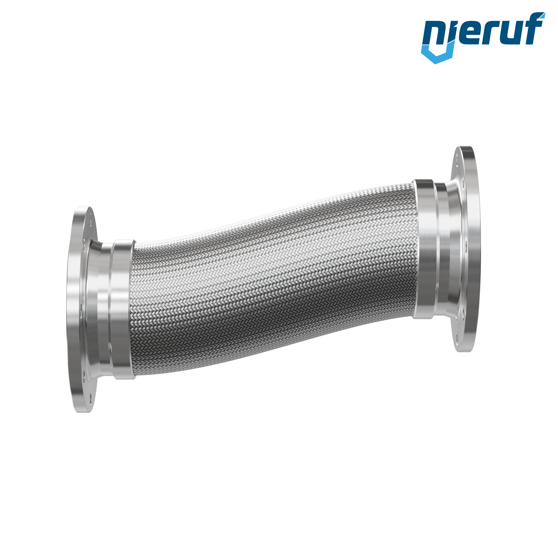Tubo corrugato in acciaio inossidabile ES01 DN200 - 8" pollici con treccia singola e flangia fissa Lunghezza 1000 mm