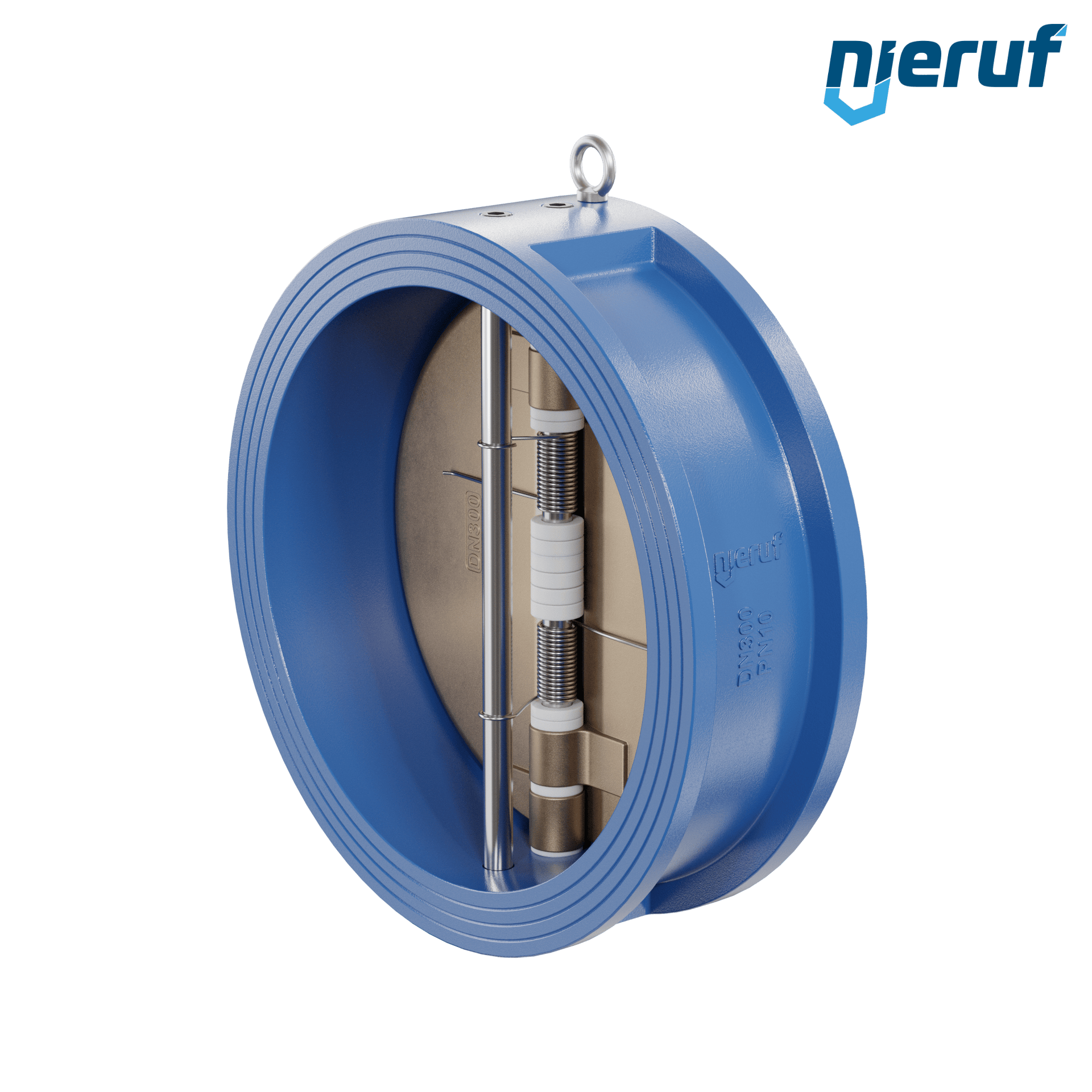valvola di ritegno a doppio battente DN300 ANSI150 DR04 ANSI 150 GGG40 con rivestimento epossidico blu 180µm  EPDM
