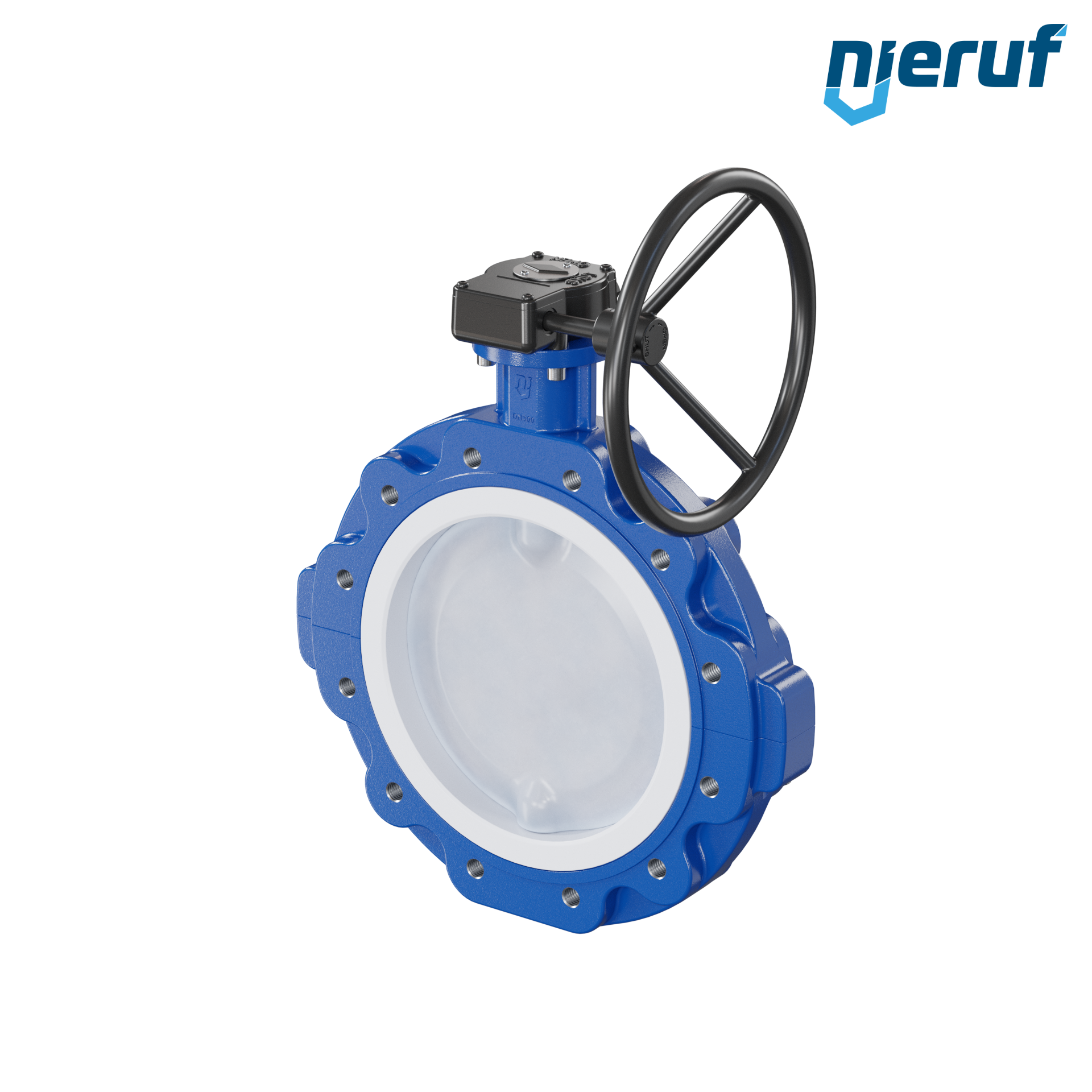 valvola a farfalla PFA PTFE AK10 DN300 PN10 volantino manuale inserto in FKM