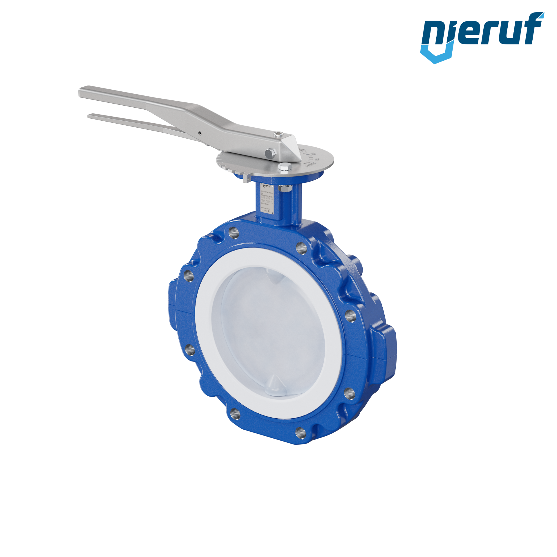valvola a farfalla PFA PTFE AK10 DN200 ANSI150 leva inserto in FKM