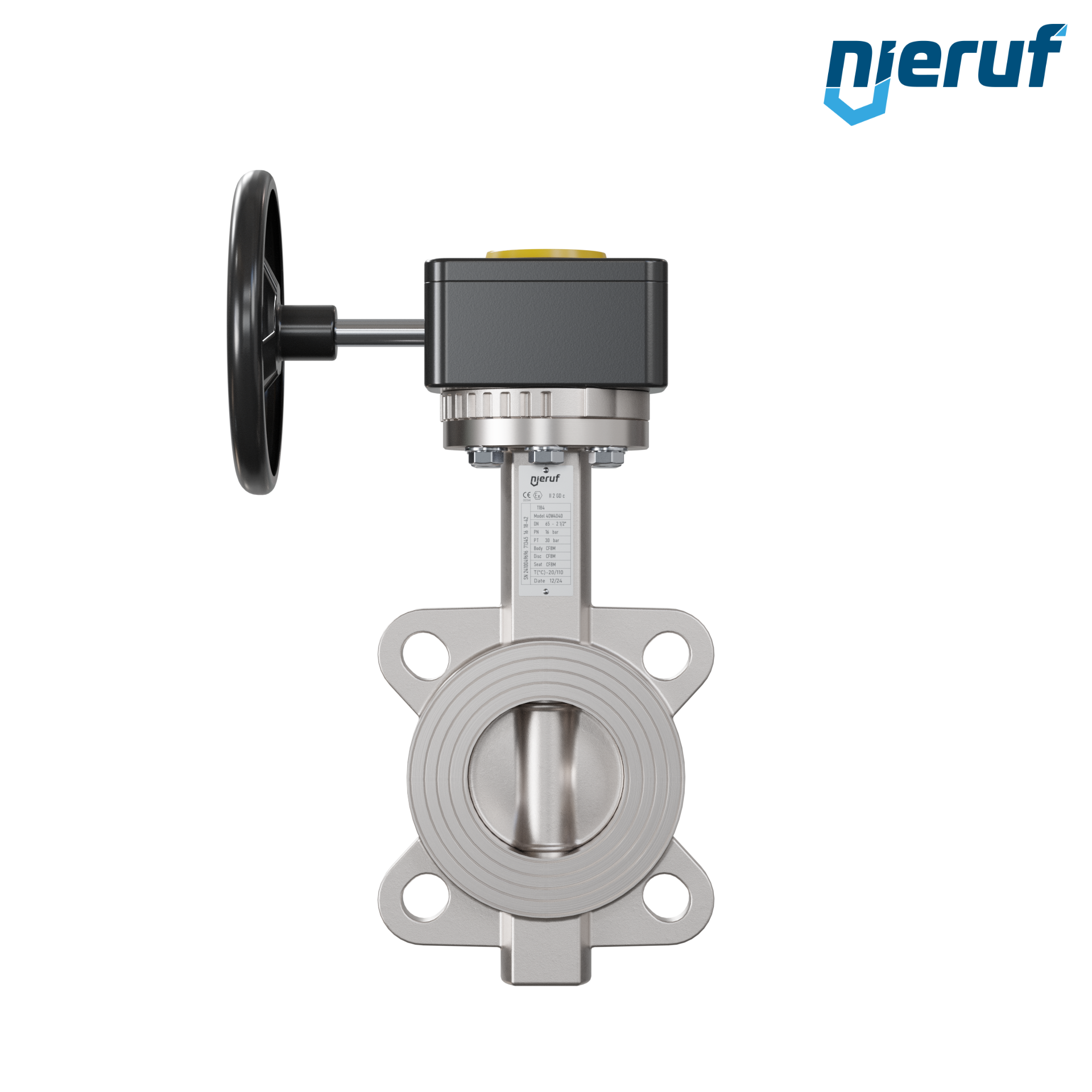 valvola a farfalla in acciaio inossidabile DN 65 PN16 AK08 metallo volantino