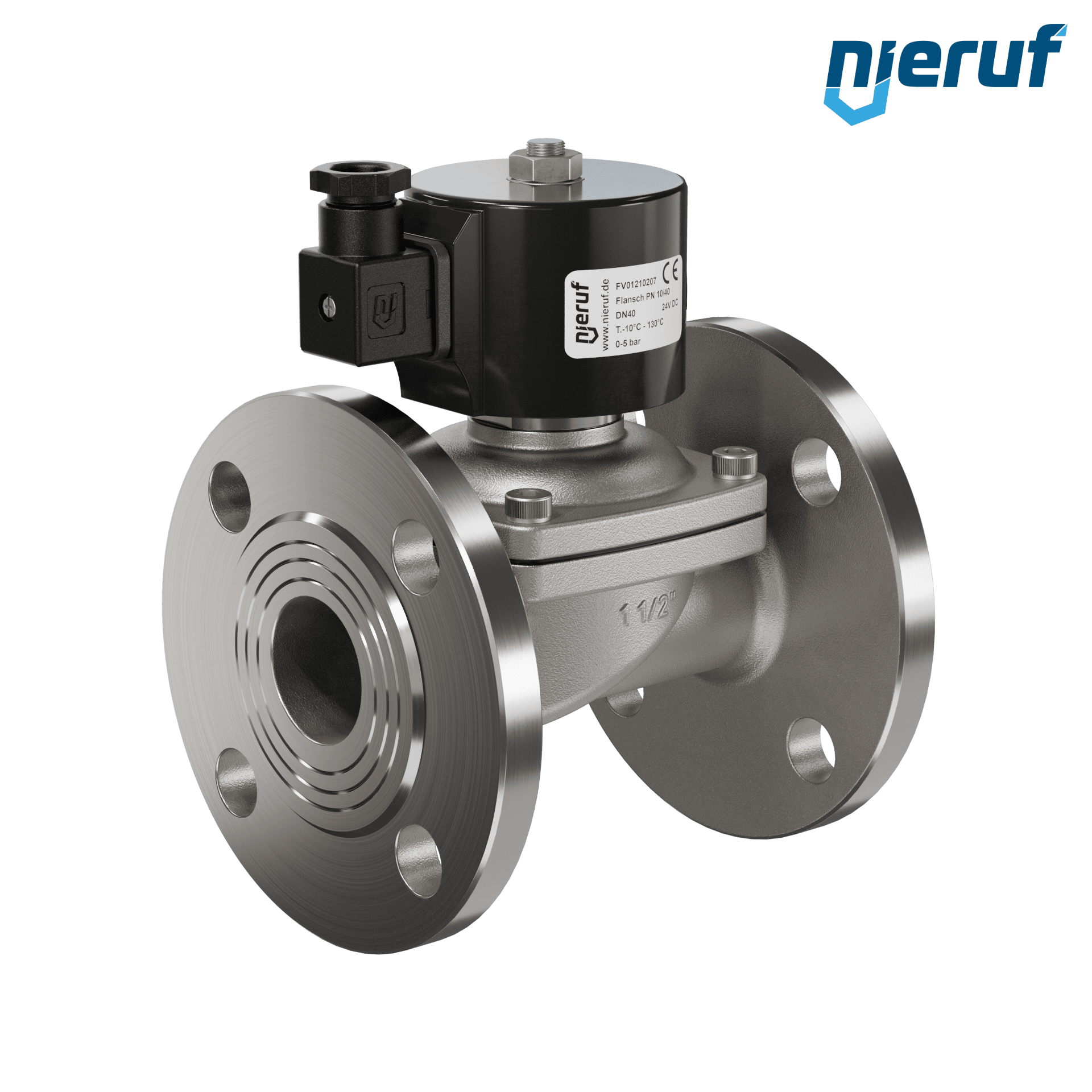 elettrovalvola per il vuoto con flangia DN40 acciaio inossidabile FV01 EPDM 24V DC