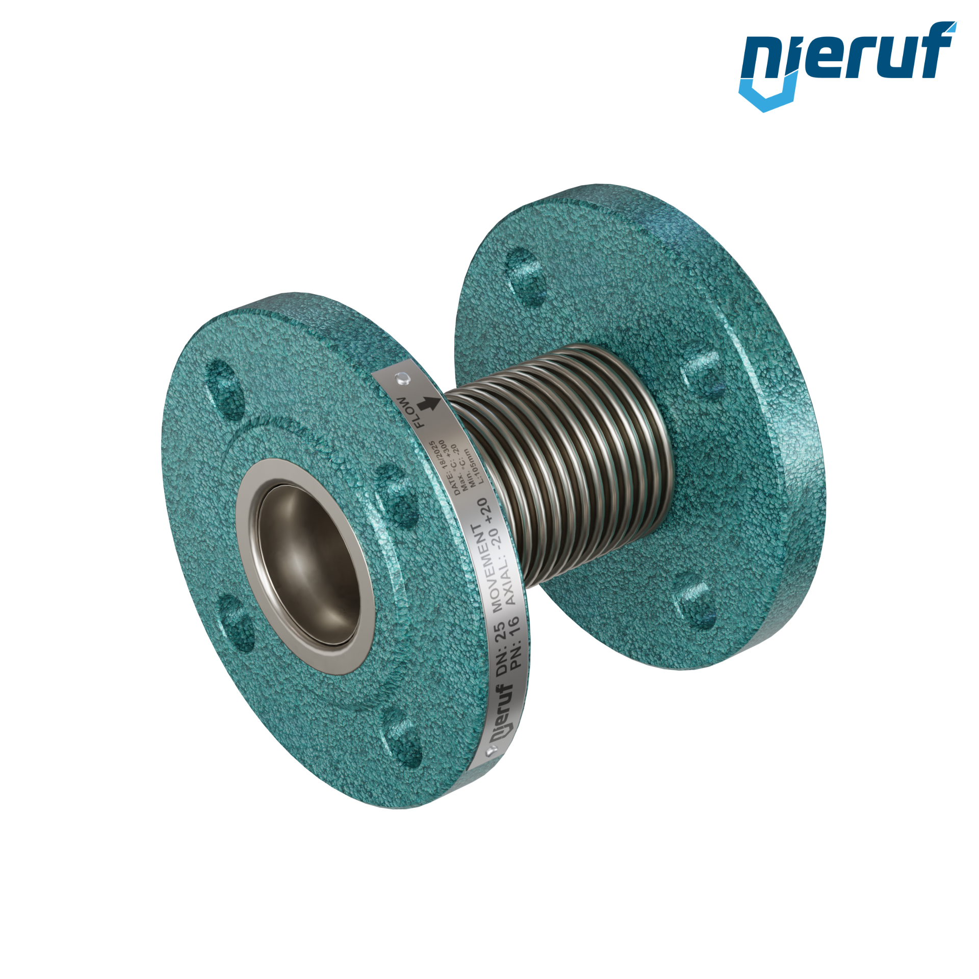 Giunto di dilatazione assiale DN25 modello KP03 flange acciaio manicotto acciaio inox