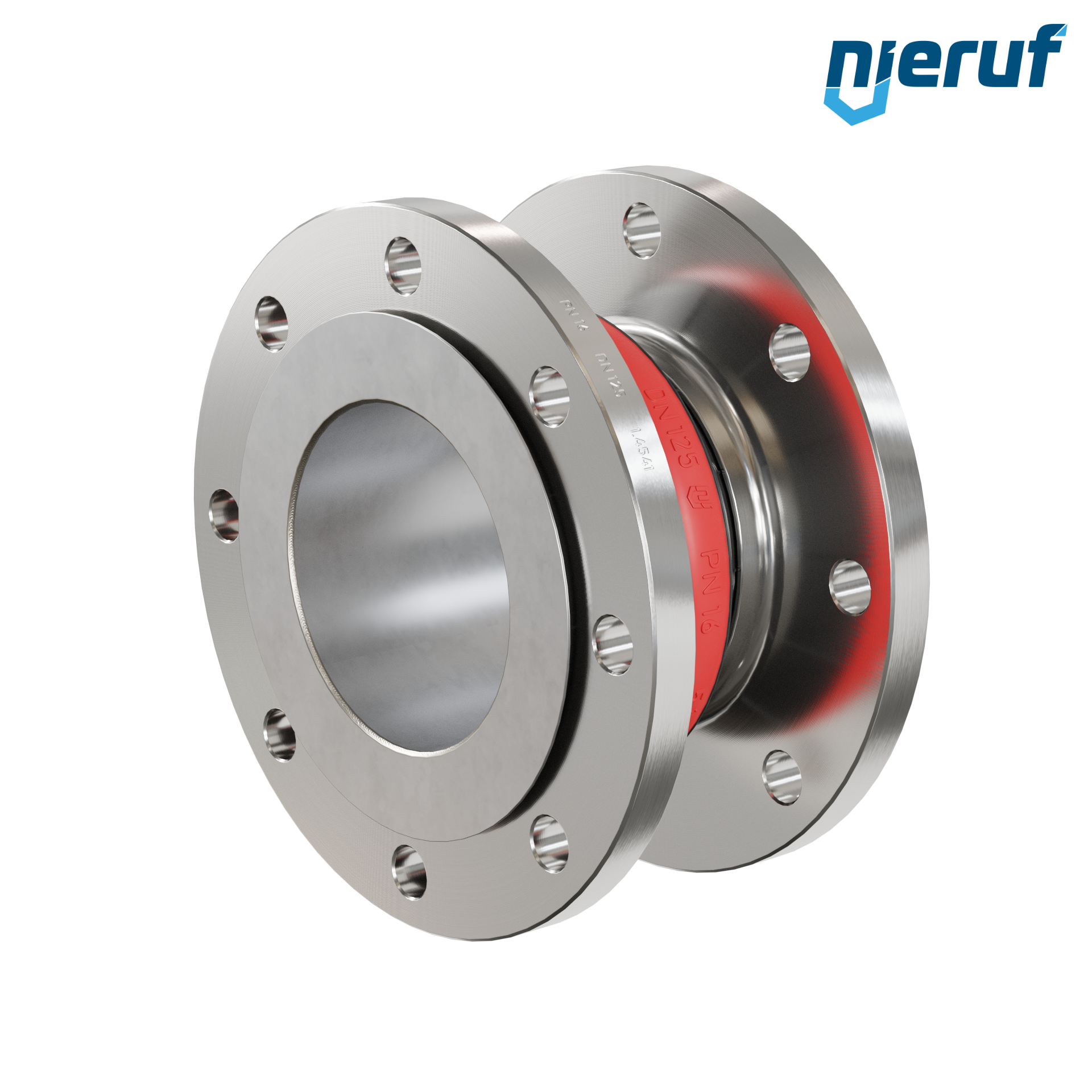 Compensatore in gomma per acqua potabile con deflettore DN125 PN16 tipo KP04 flange in acciaio inox EPDM