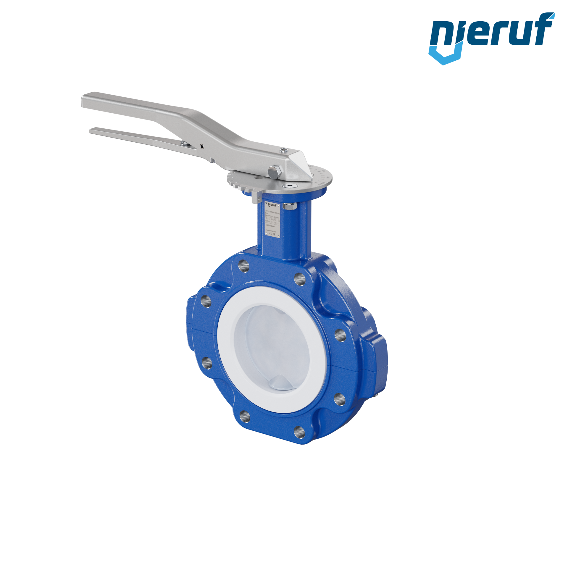 valvola a farfalla PFA PTFE AK10 DN100 ANSI150 leva inserto in FKM