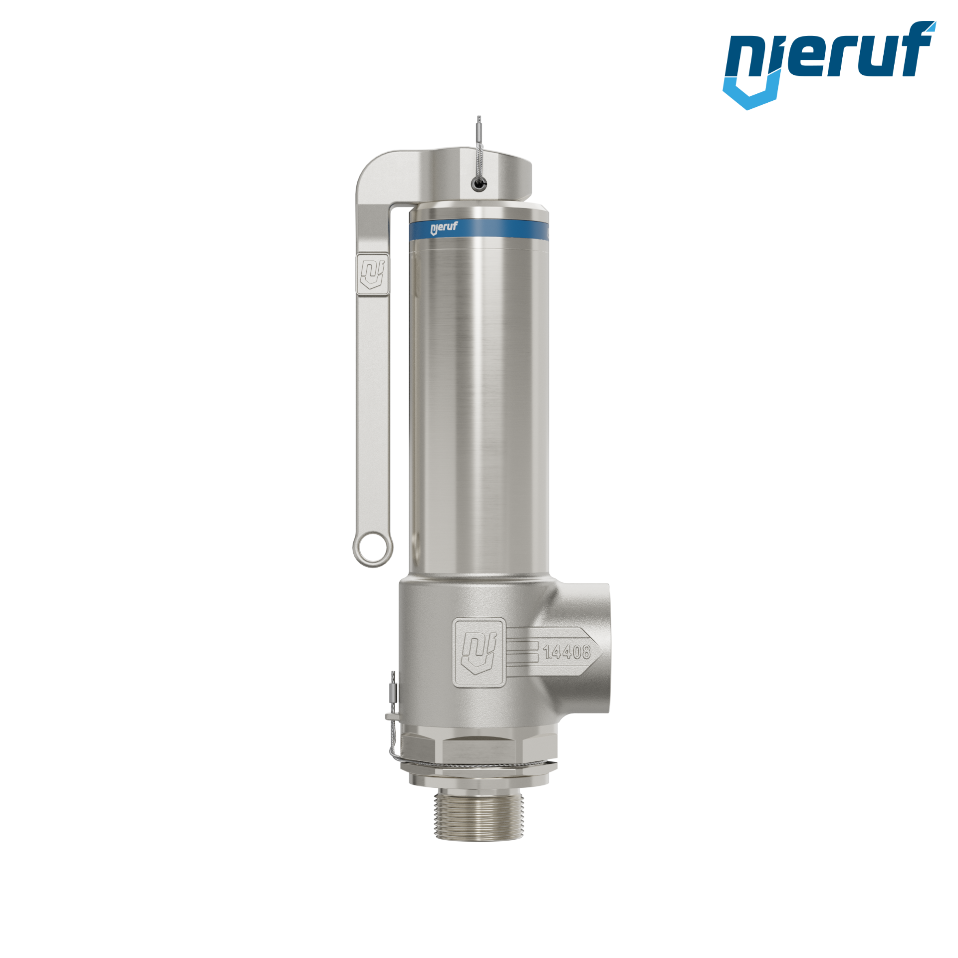 valvola di sicurezza criogenica DN20 3/4" M x 1" F SV14, acciaio inox PTFE, con leva