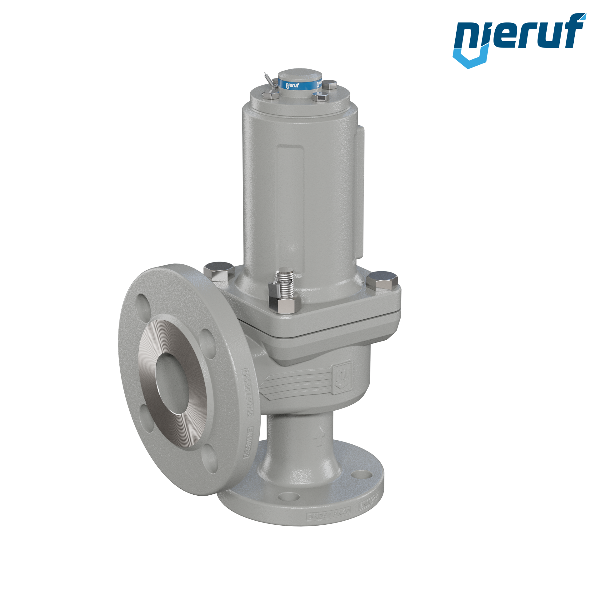 valvola di sicurezza flangiata DN25/DN40 SF06, cappello della molla a tenuta di gas (antigas) PTFE, senza dispositivo di sollevamento