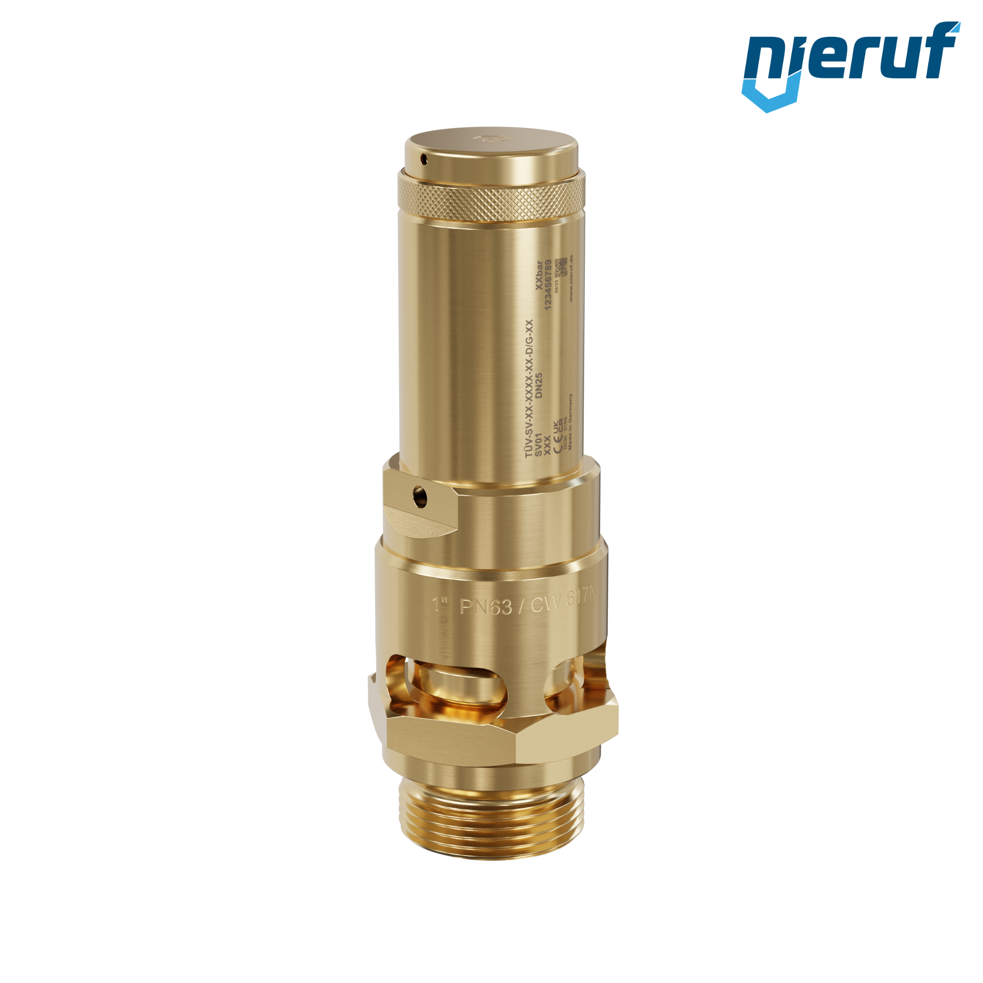 soupape de sûreté 1" mâle SV01 air comprimé PTFE laiton