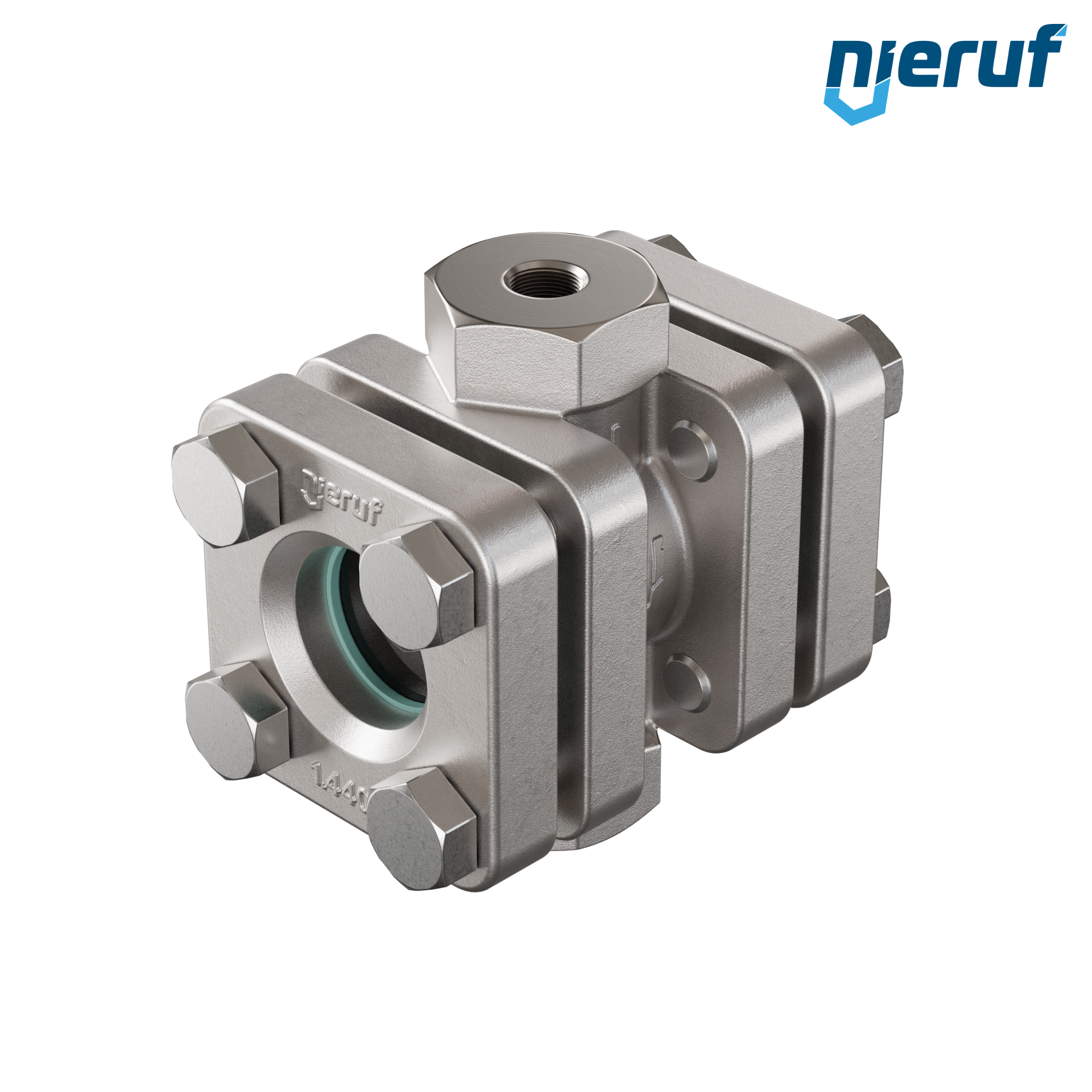 spia visiva / indicatore di flusso G 1/4" pollici acciaio inossidabile vetro borosilicato versione con rotore in PTFE