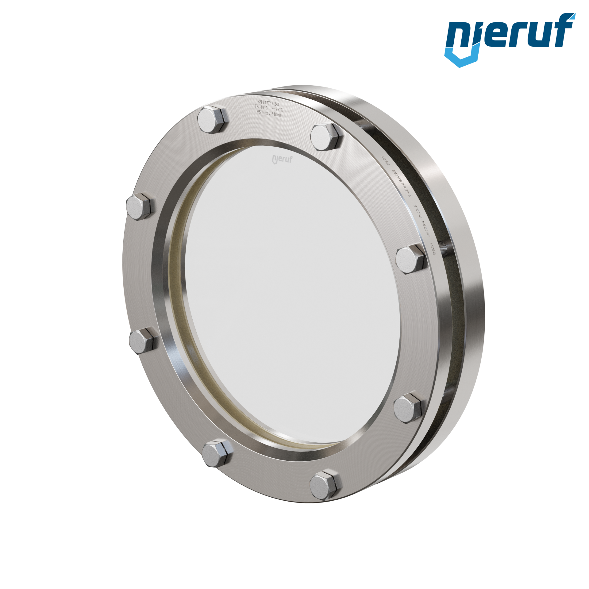 oblò di osservazione per serbatoi DN200 BS01 acciaio inossidabile 1.4571 NBR vetro borosilicato 2,5bar
