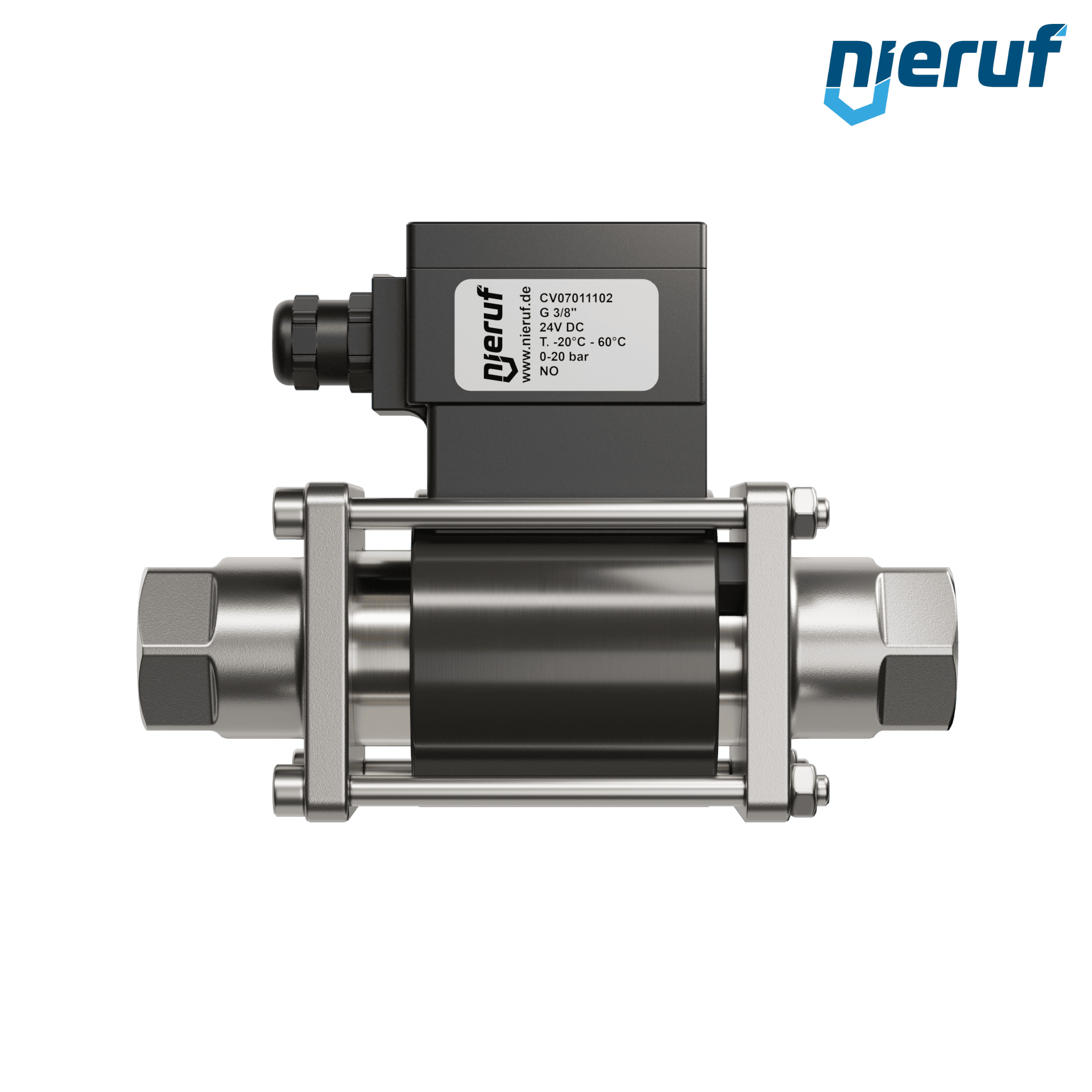 valvola coassiale ATEX CV07 3/8" pollici filettatura interna - DN10 acciaio inossidabile 24V DC NO - per applicazione con acqua