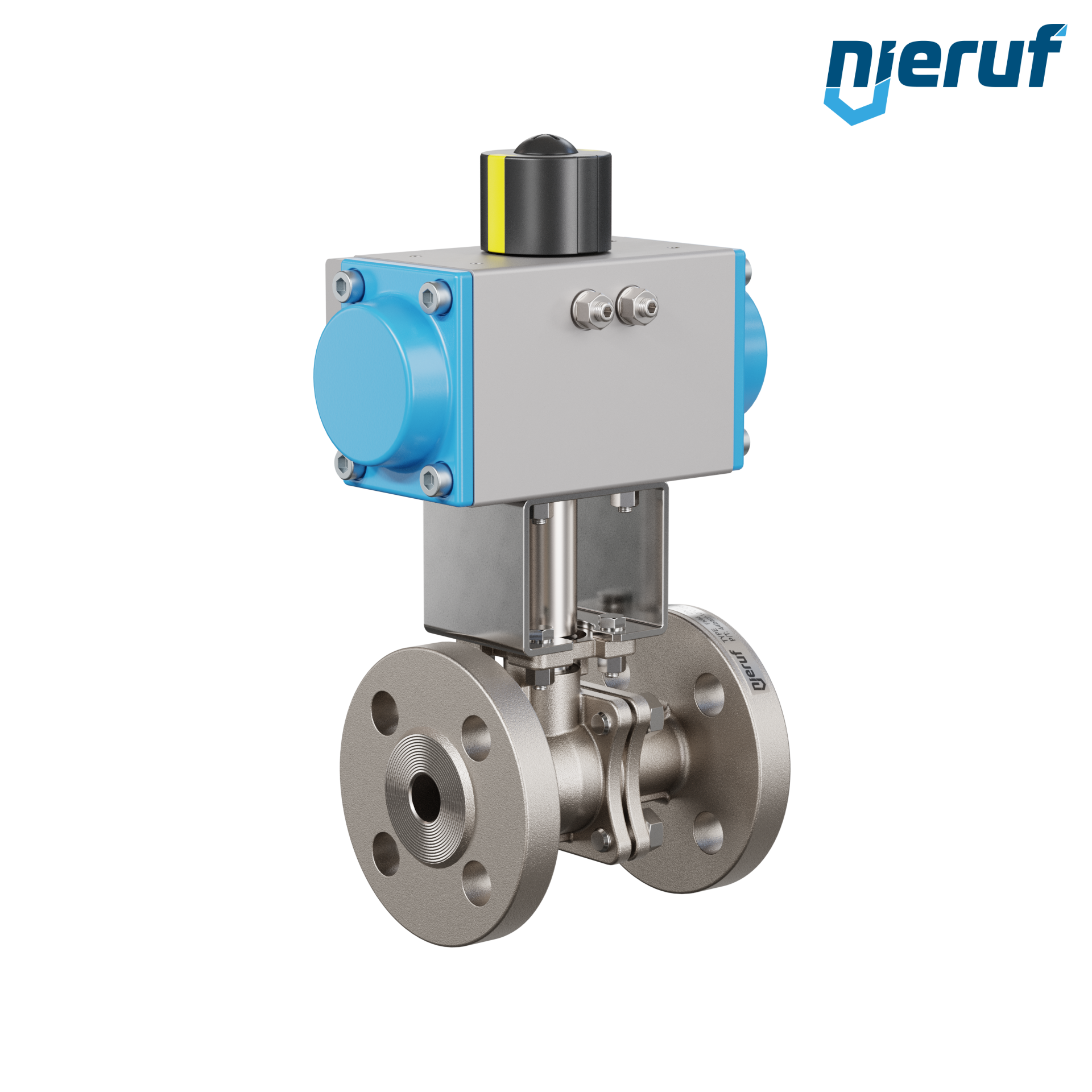 valvola a sfera flangiata DN15 PK05 azionamento rotativo pneumatico a semplice effetto apertura a molla