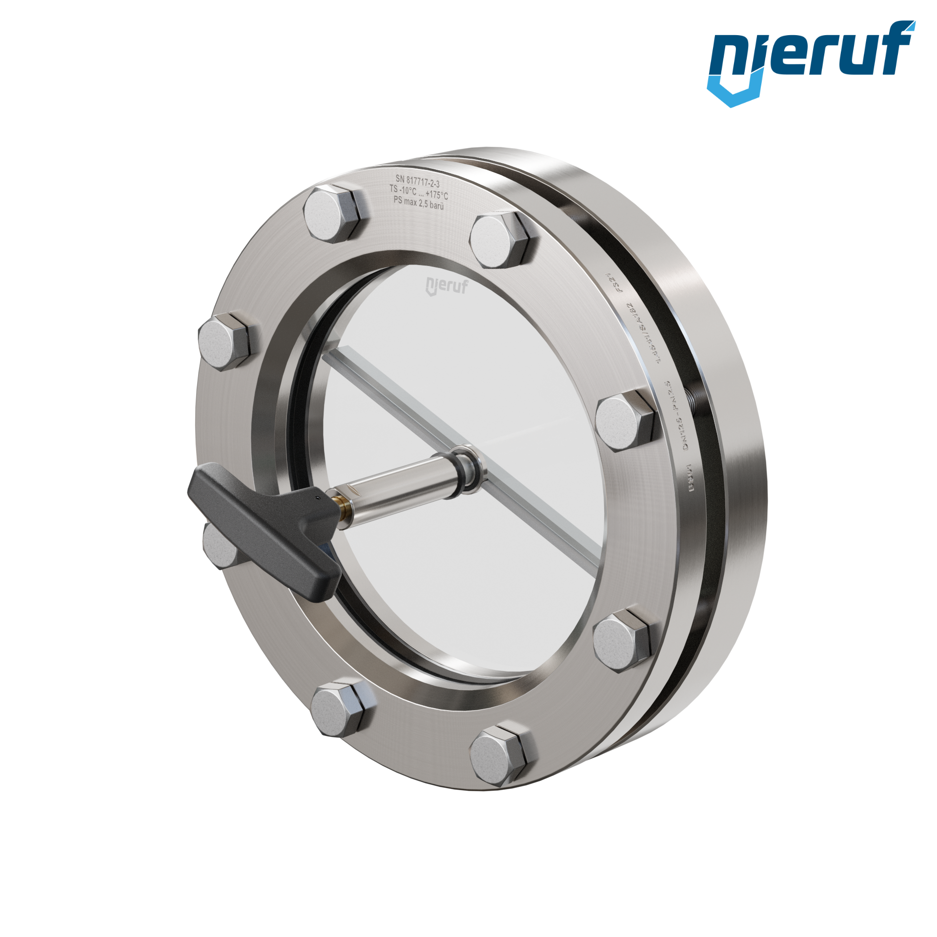 oblò di osservazione per serbatoi con tergicristallo in PTFE DN125 BS01 acciaio inossidabile 1.4571 EPDM vetro borosilicato 2,5bar