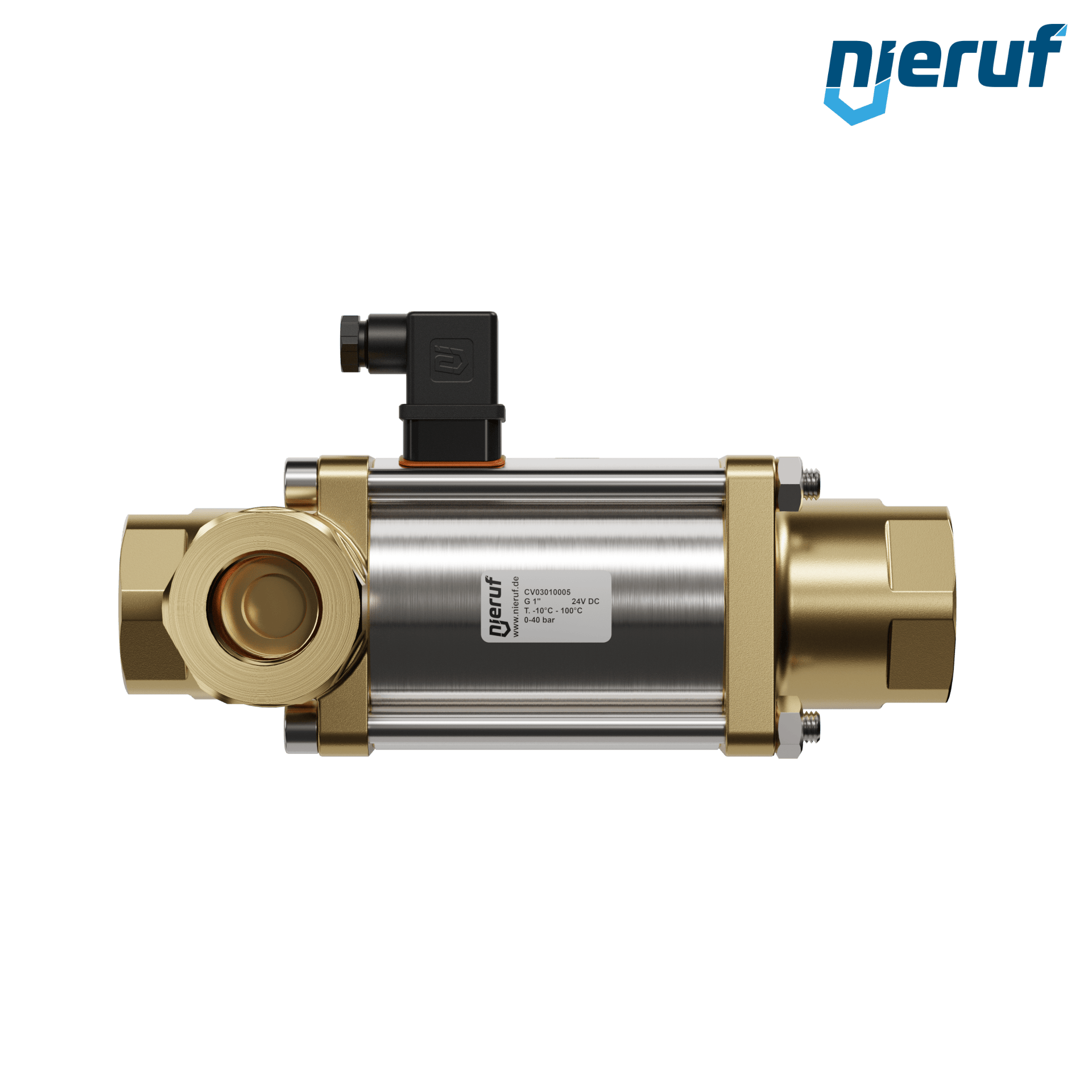 valvola coassiale a 3/2 vie 1" pollici filettatura interna - DN25 ottone 24V DC NC