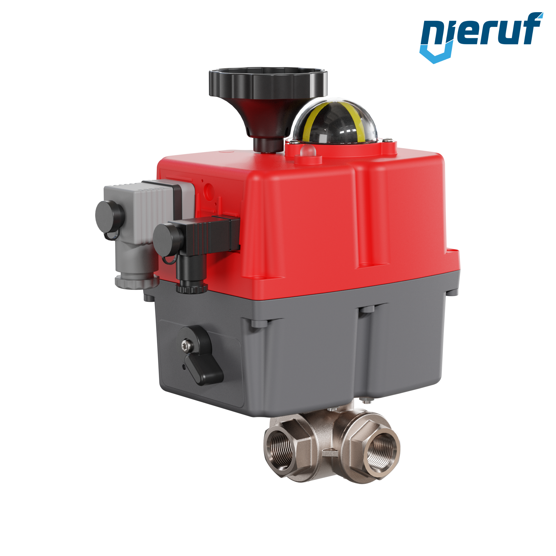 valvola a sfera a 3 vie con attuatore elettrico 24-240V DN15 - 1/2" pollici ottone a passaggio totale con incavo a forma di T