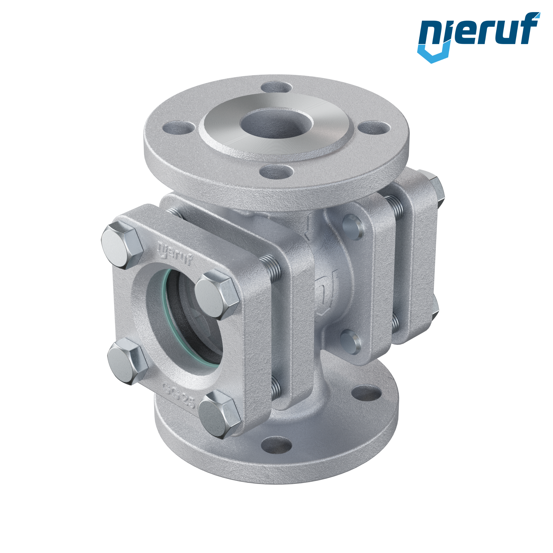Specola visiva flangiata DN40 - 1 1/2" pollici ghisa GG25 flangia ANSI 150 vetro borosilicato versione con rotore in PTFE