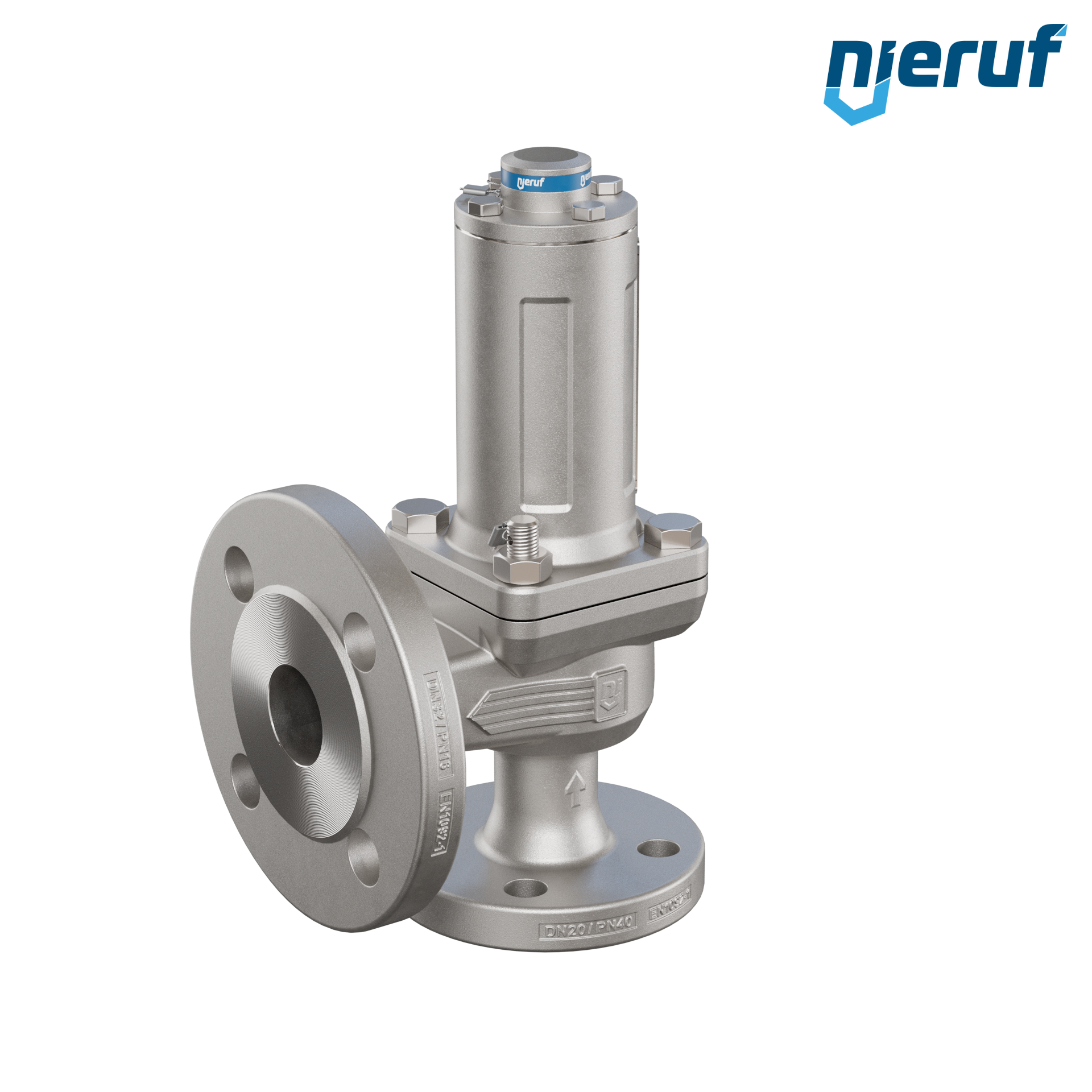 valvola di sicurezza flangiata DN20/DN32 SF04, acciaio inox 1.4408 PTFE, senza dispositivo di sollevamento
