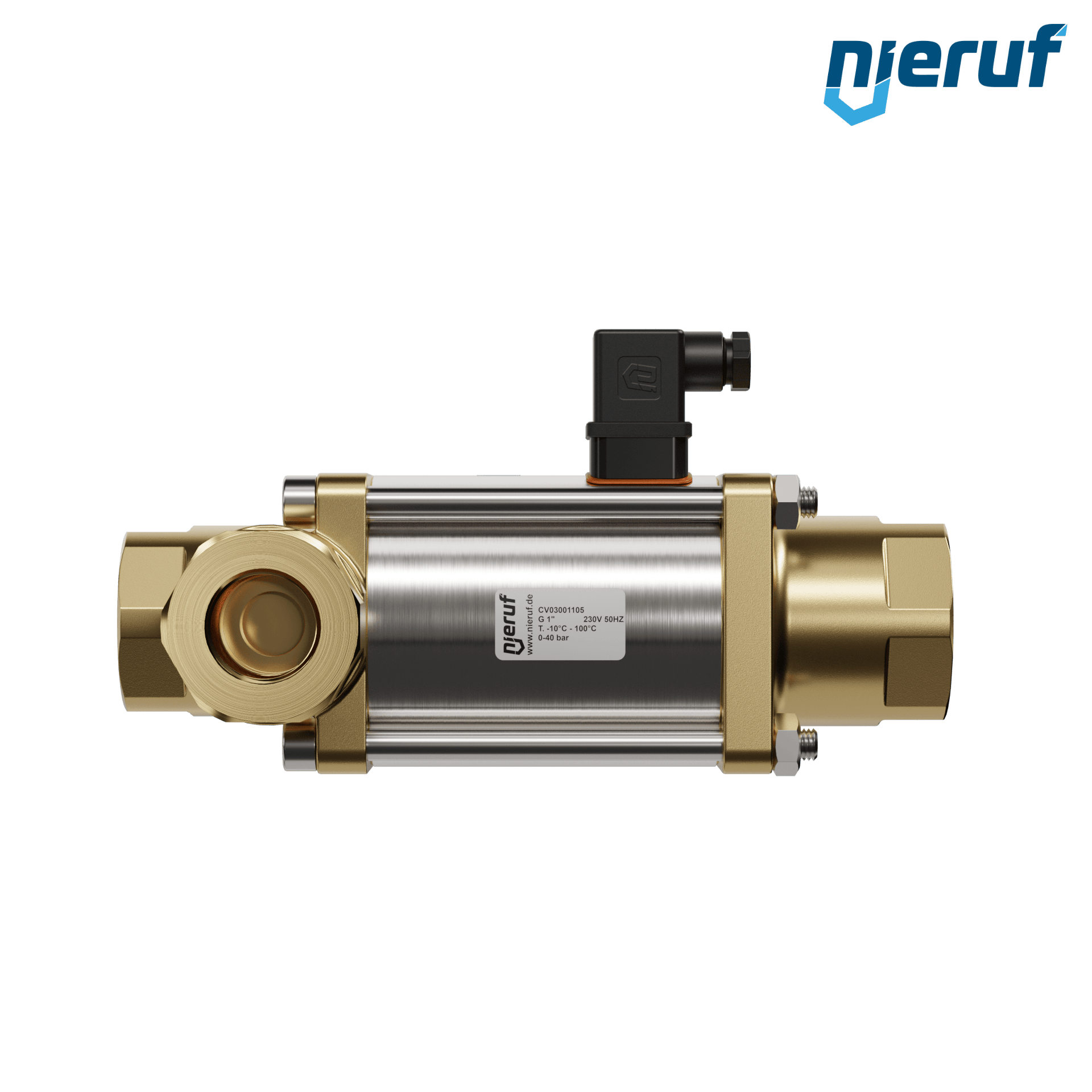 valvola coassiale a 3/2 vie 1" pollici filettatura interna - DN25 ottone 230V AC NO - per applicazione con acqua