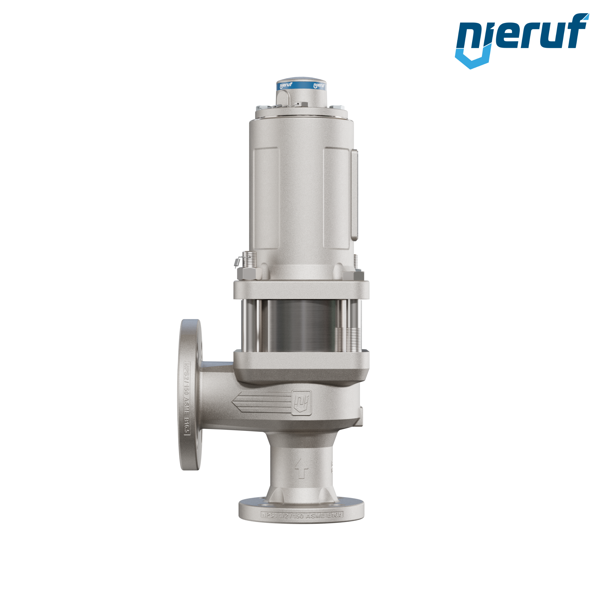 valvola di sicurezza flangiata ASME fluidi liquidi a tenuta di gas con manicotto di tenuta ANSI 150 DN32 1 1/2" x 2" SF07 acciaio, FFKM, senza dispositivo di sollevamento