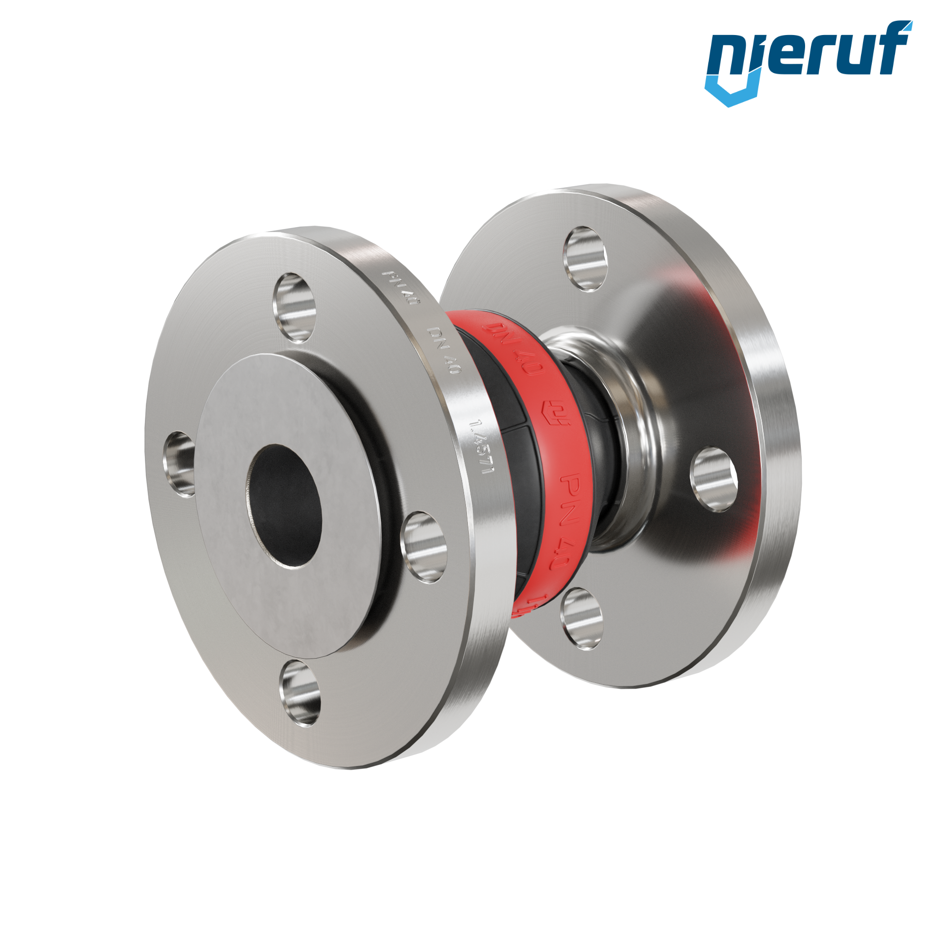Compensatore in gomma per acqua potabile con deflettore DN40 tipo KP04 flange in acciaio inox EPDM