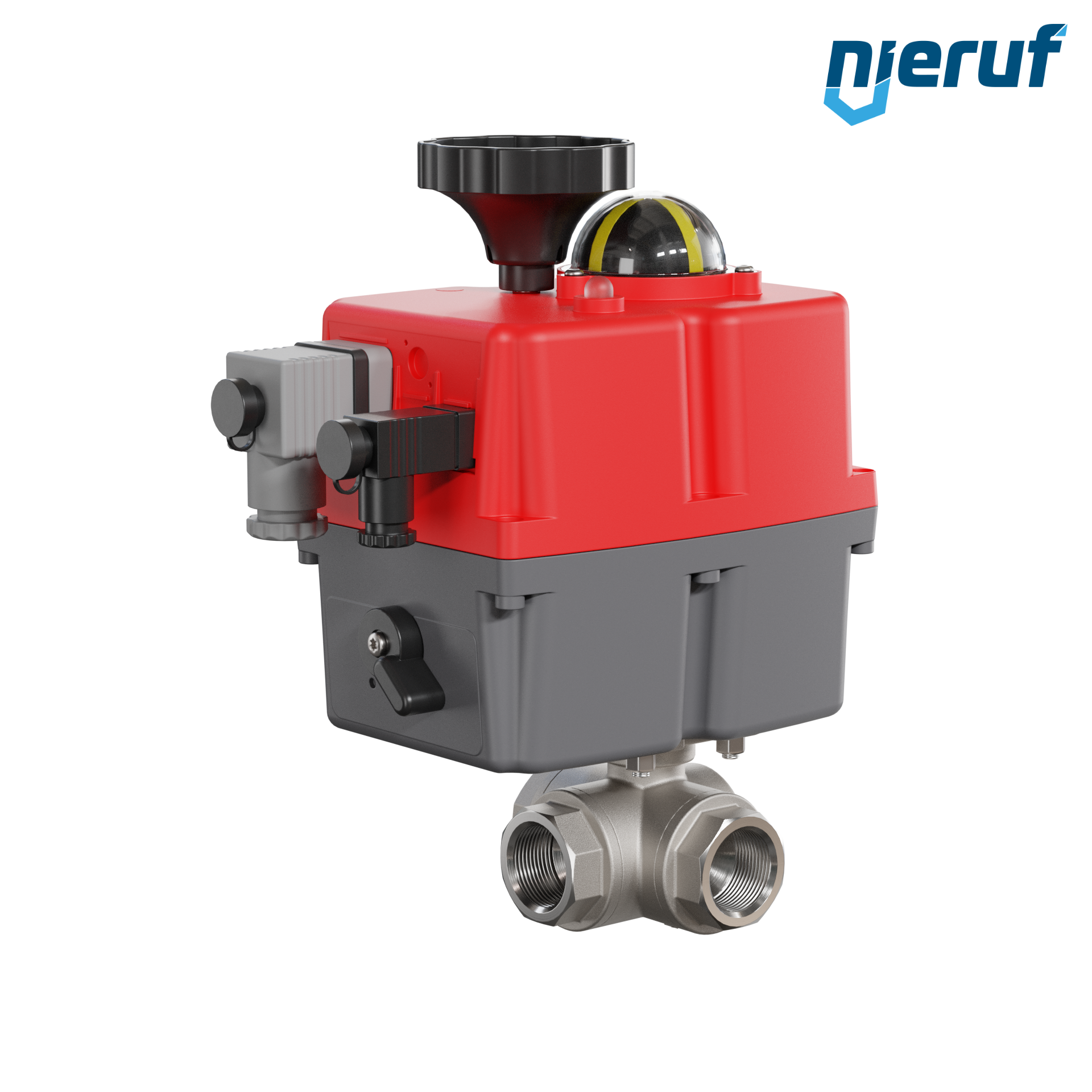 valvola a sfera a 3 vie con attuatore elettrico 24-240V DN20 - 3/4" pollici acciaio inossidabile a passaggio ridotto con incavo a forma di L