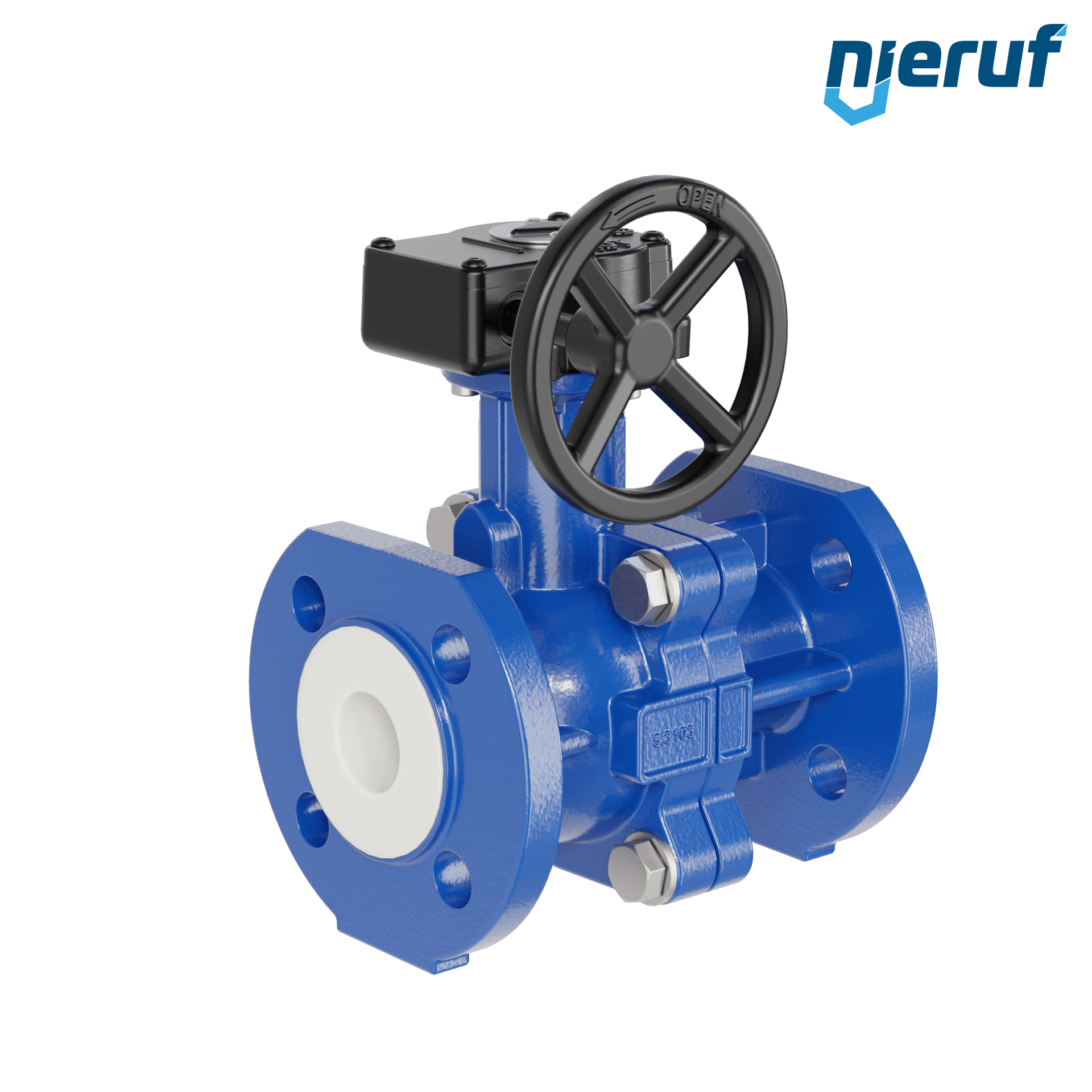valvola a sfera flangiata PFA FK13 DN32 - 1 1/4" pollici PN10/16 in ghisa sferoidale 5.3103 con volantino manuale