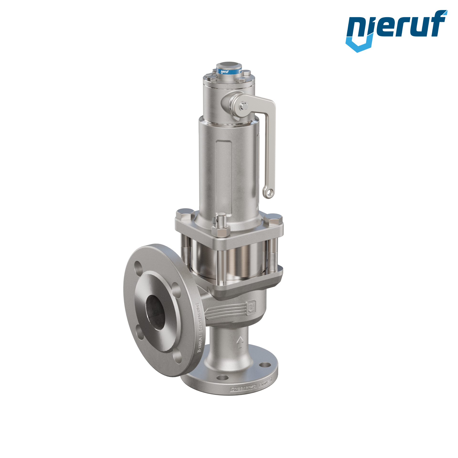valvola di sicurezza con cappello a tenuta di gas & manicotto di tenuta DN25/DN40 SF04, PTFE, dispositivo di sollevamento con leva