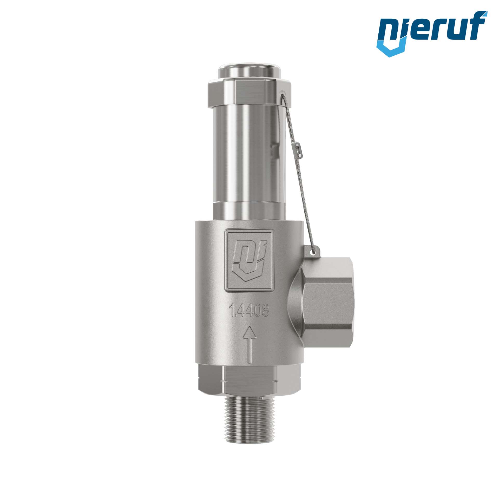 valvola di sicurezza acciaio inossidabile SV20 DN10 3/8 M x 1/2 F NPT a tenuta di gas senza dispositivo di sollevamento PTFE