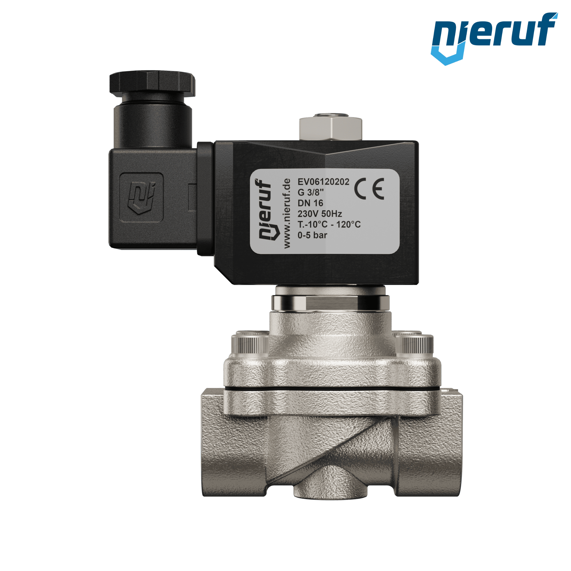 elettrovalvola per il vuoto G 3/8" pollici acciaio inossidabile EV06 FKM 230V 50Hz
