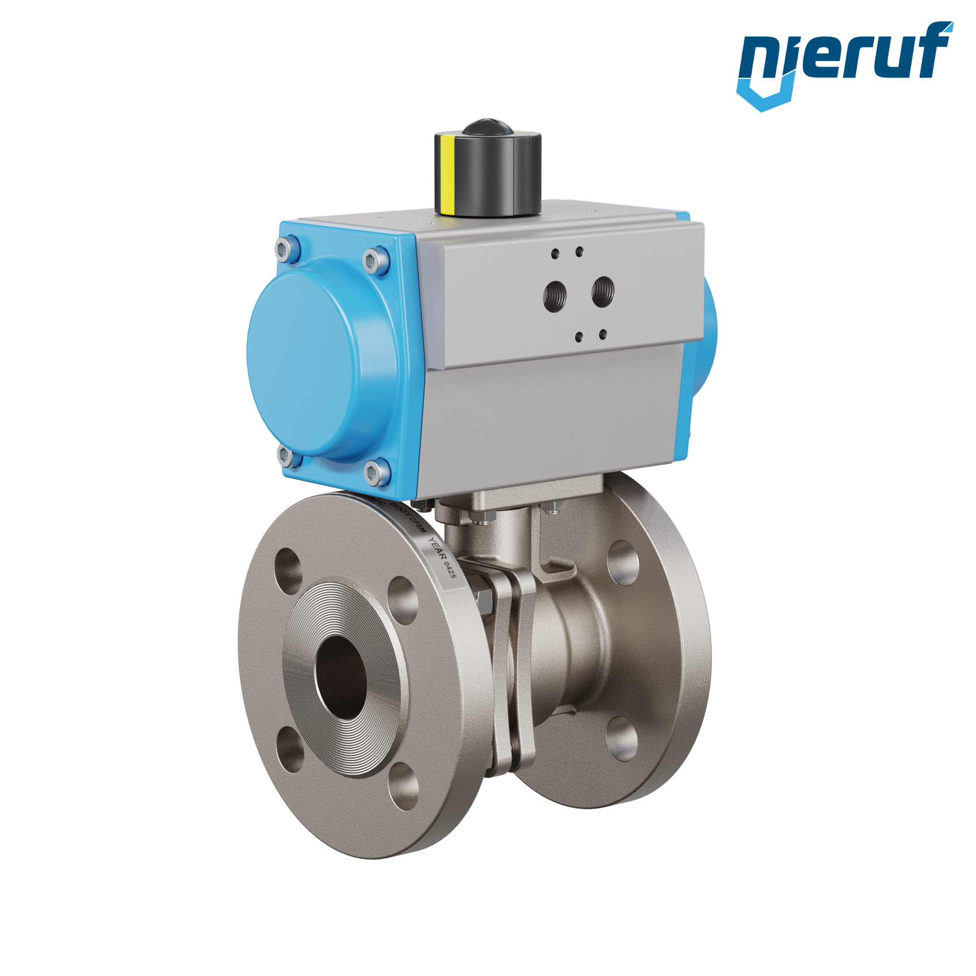 valvola a sfera flangiata DN32 PK05 azionamento rotativo pneumatico a semplice effetto apertura a molla