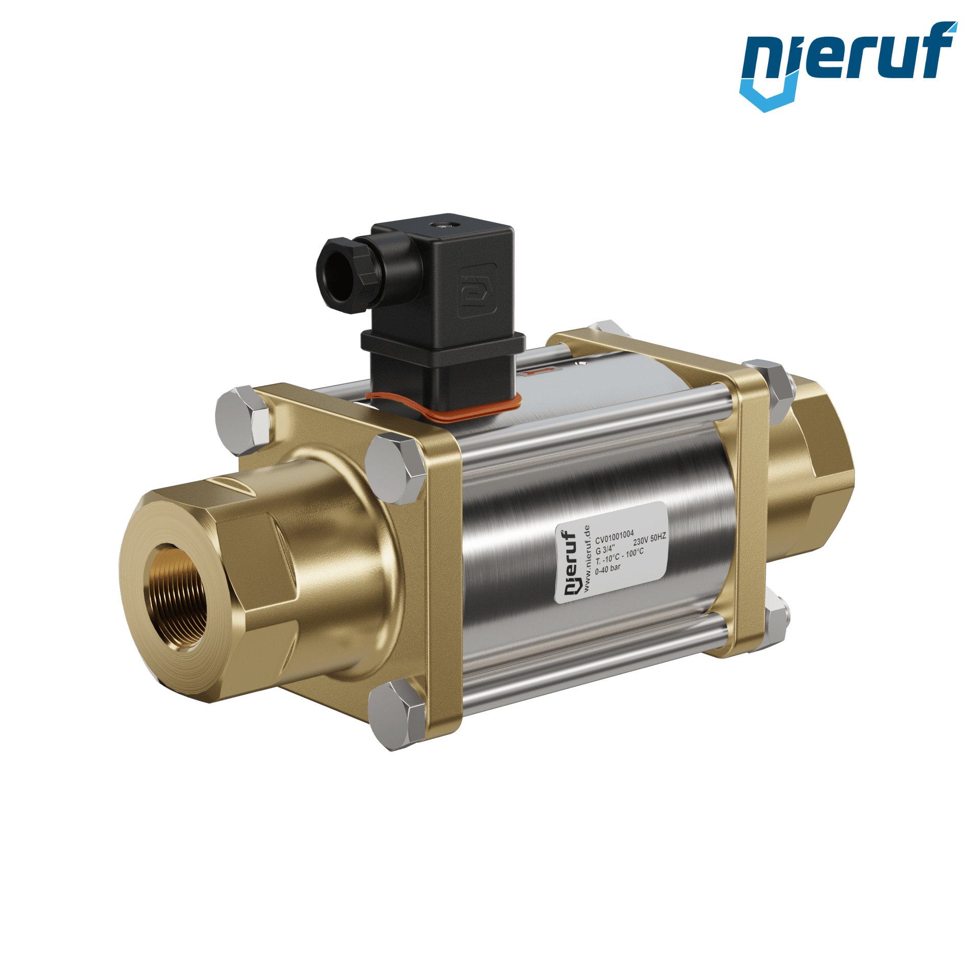 valvola coassiale 3/4" pollici filettatura interna - DN20 ottone 230V AC NC - per applicazione con acqua