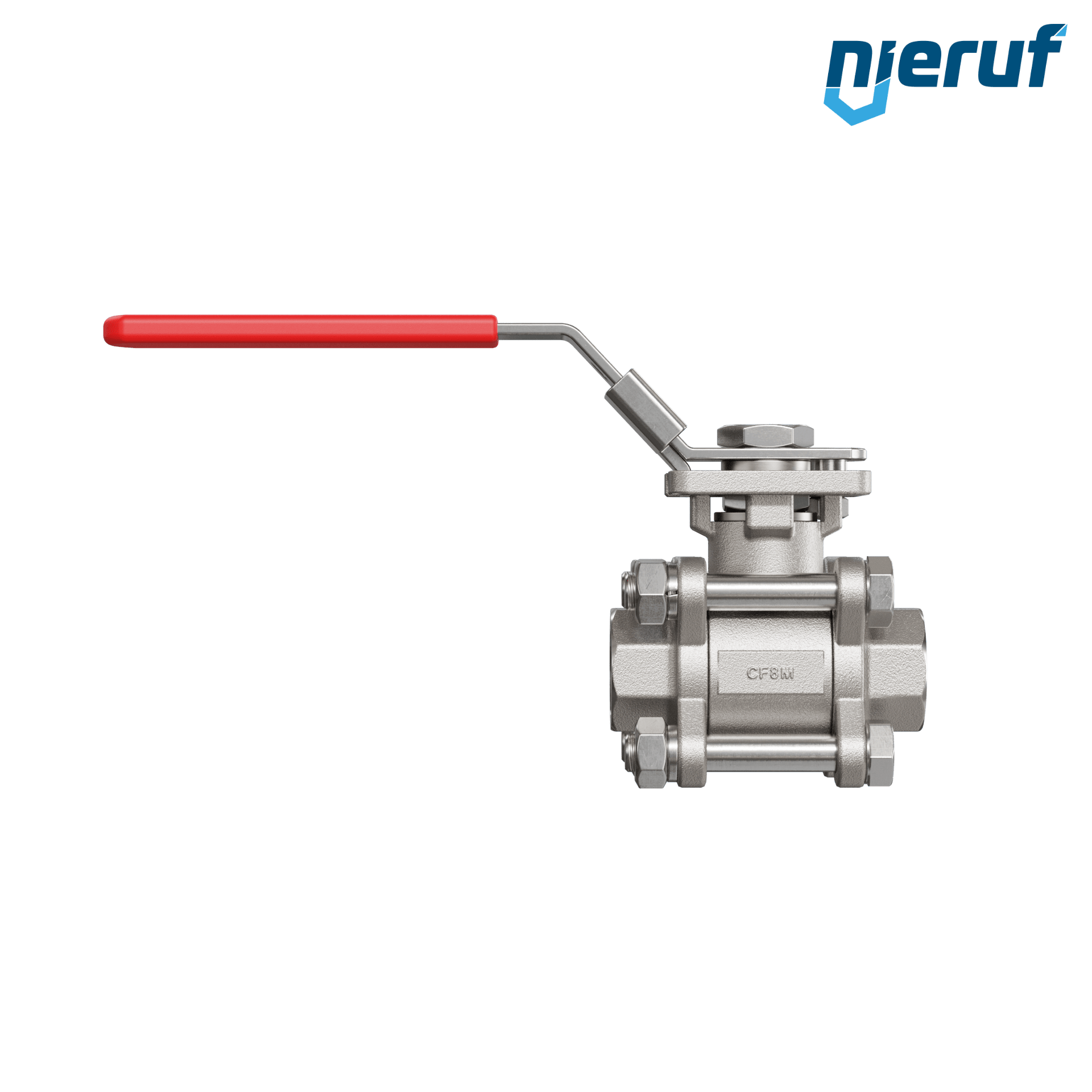 Valvola a sfera in acciaio inossidabile a 3 pezzi GK20 con una flangia per automazione conforme alla norma DIN ISO 5211 DN15 - 1/2" pollici filettatura interna NPT