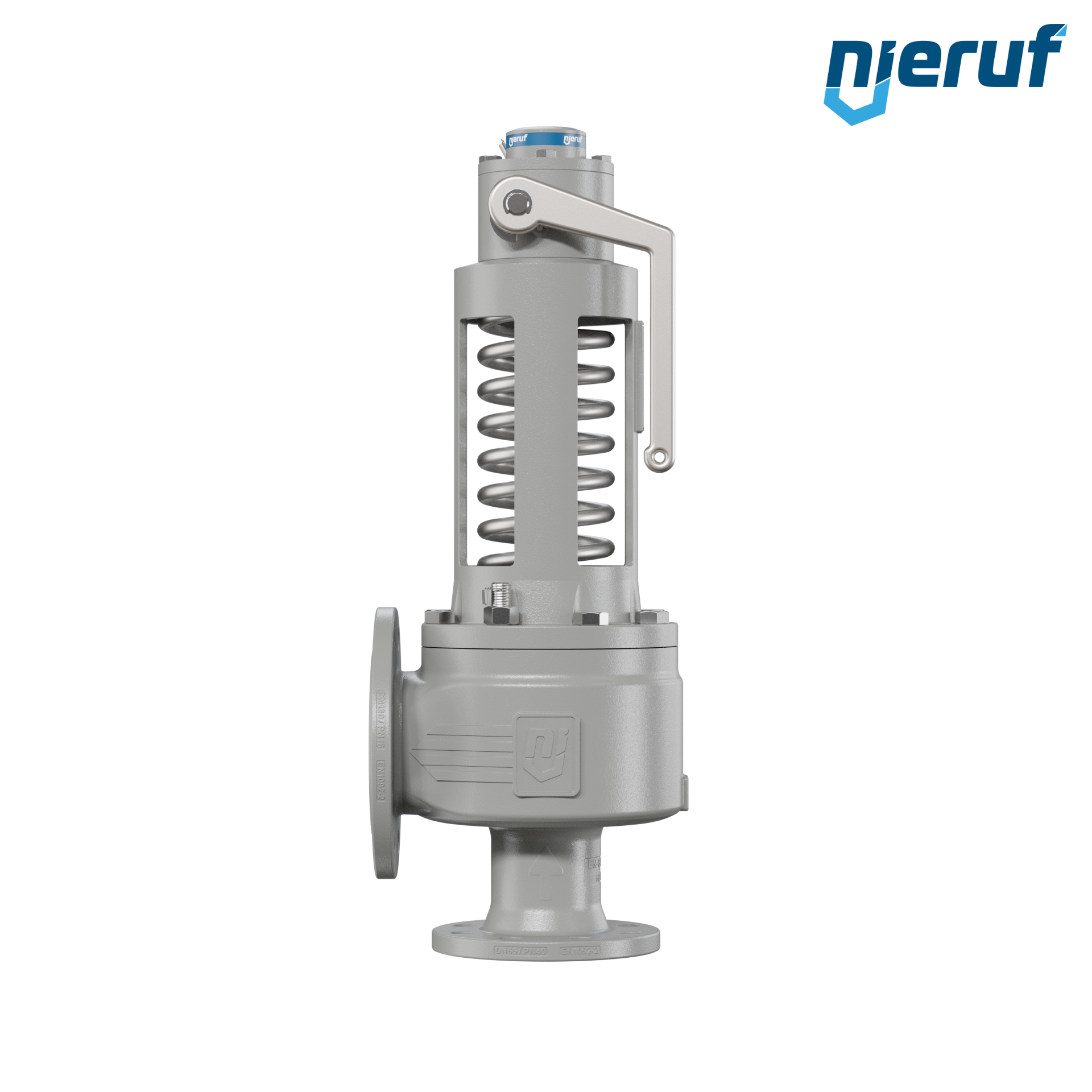 valvola di sicurezza flangiata DN65/DN100 SF06, cappello della molla aperto PTFE, dispositivo di sollevamento con leva