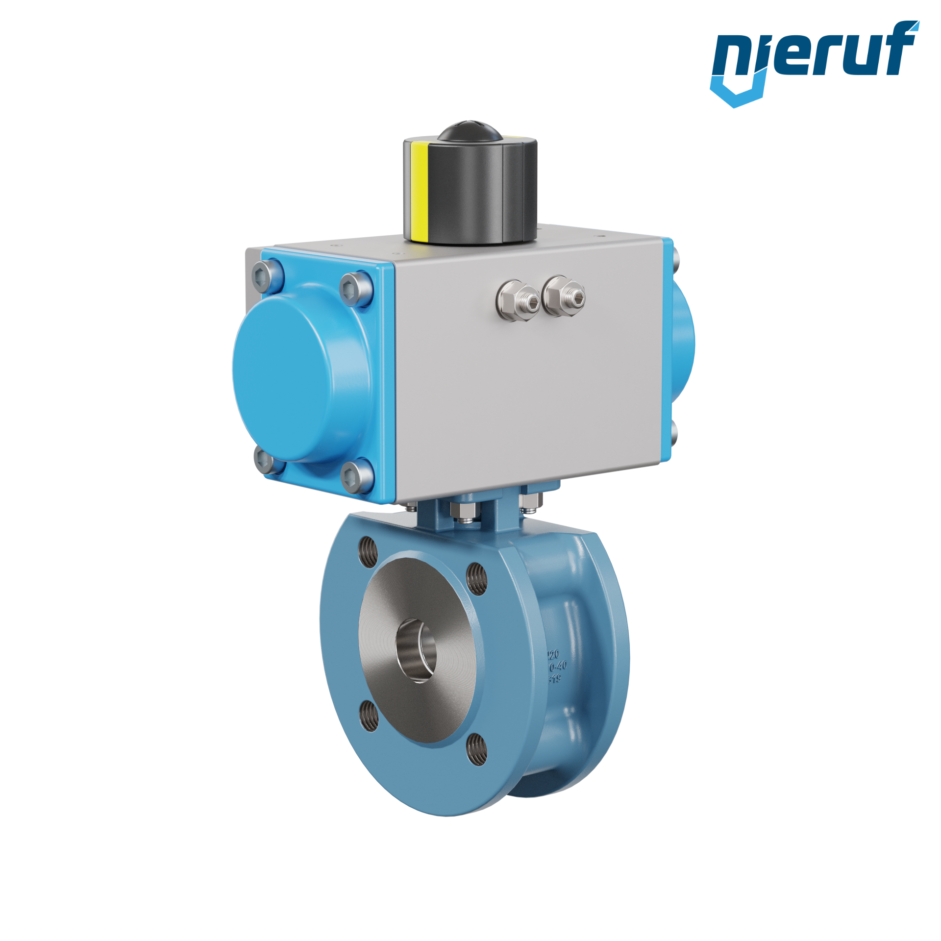 valvola a sfera flangiata dal design compatto DN20 PK06 azionamento rotativo pneumatico a semplice effetto apertura a molla