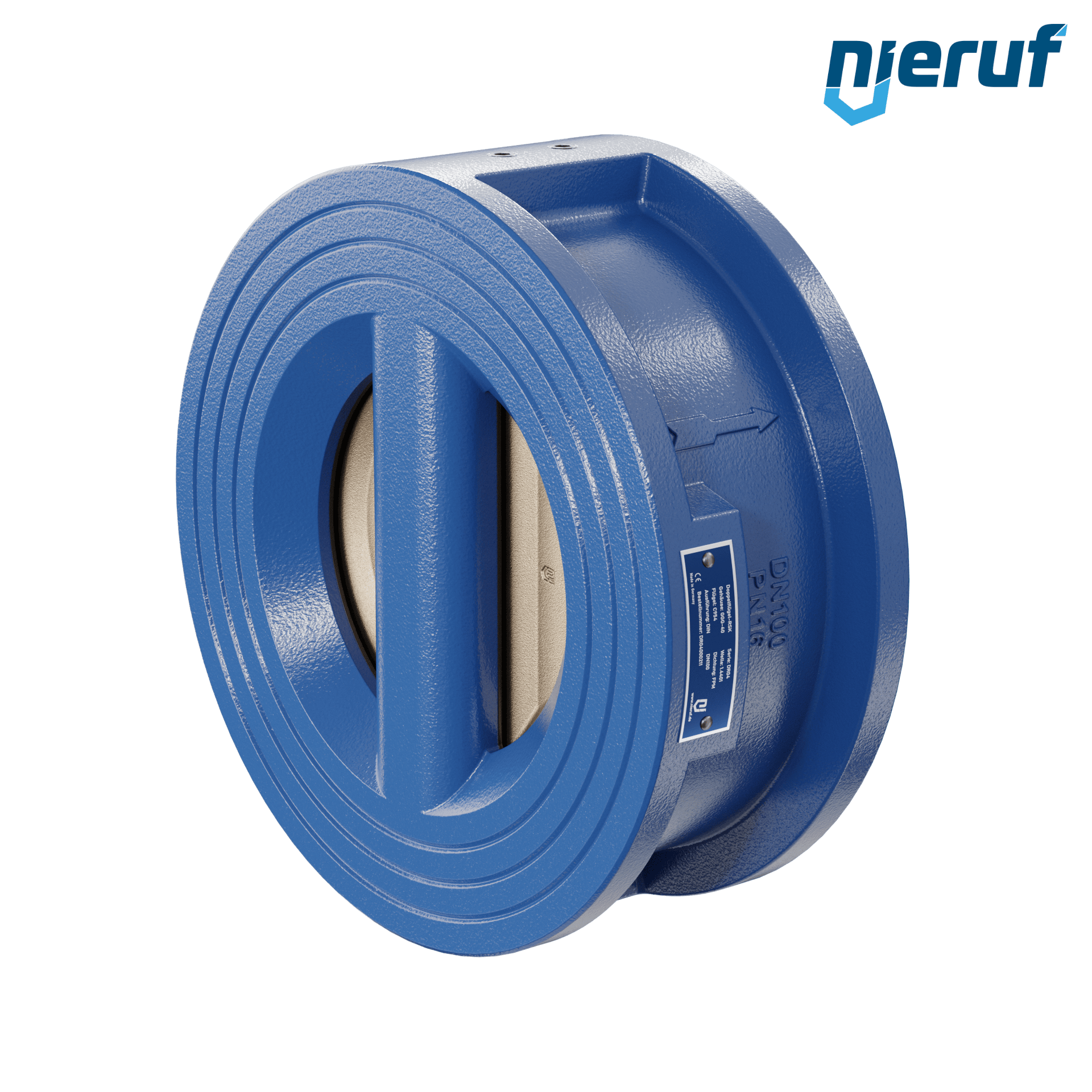 valvola di ritegno a doppio battente DN100 DR04 GGG40 FKM