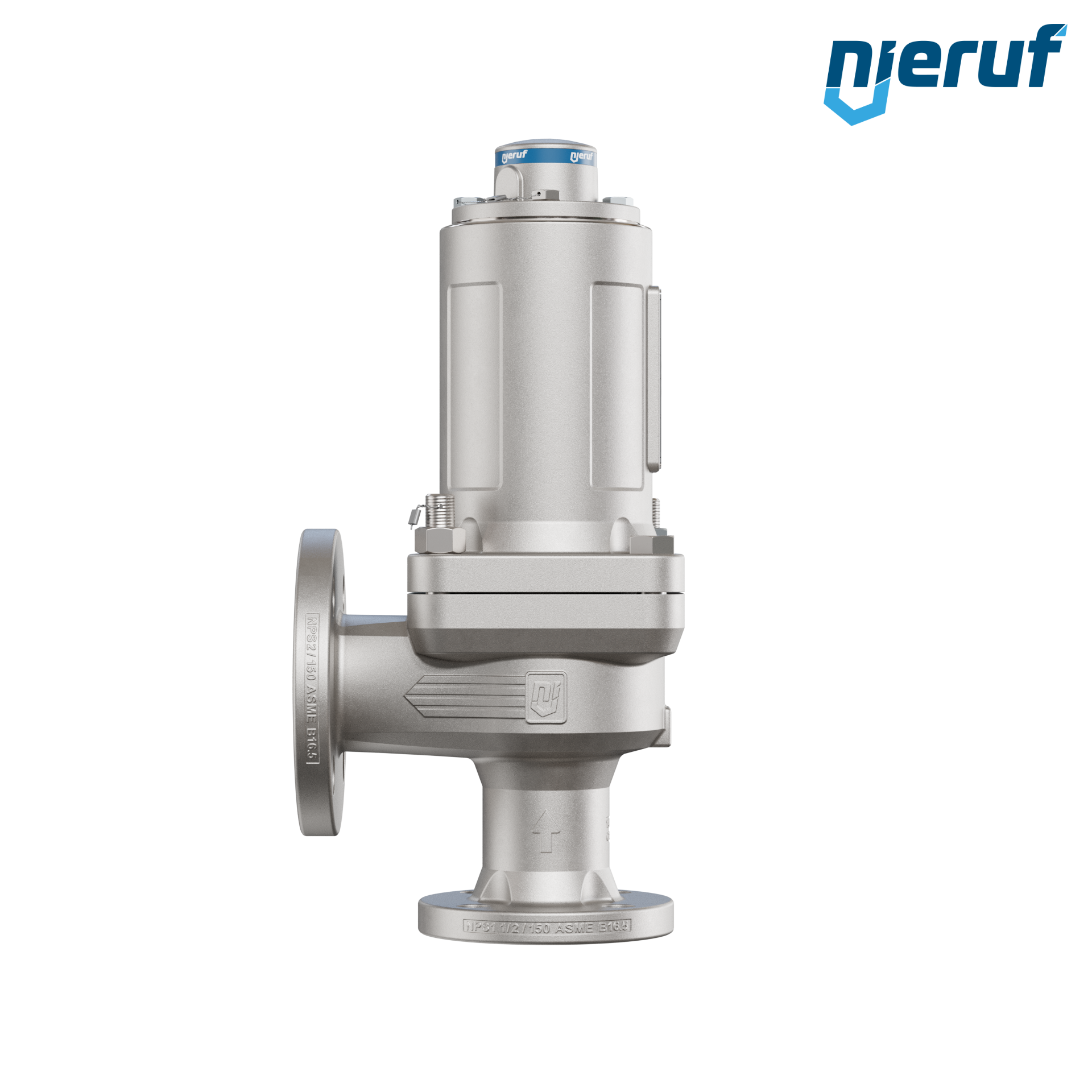 valvola di sicurezza flangiata ASME fluidi liquidi a tenuta di gas ANSI 150 DN32 1 1/2" x 2" SF04, acciaio inossidabile, FFKM, senza dispositivo di sollevamento