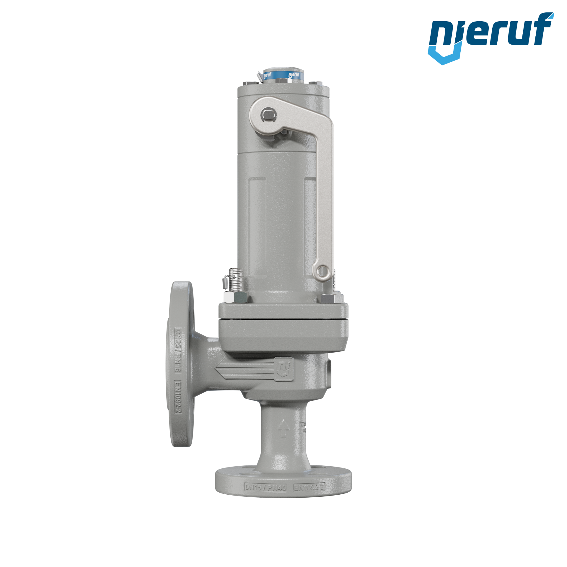 valvola di sicurezza flangiata DN15/DN25 SF06, cappello della molla a tenuta di gas (antigas) PTFE, dispositivo di sollevamento con leva