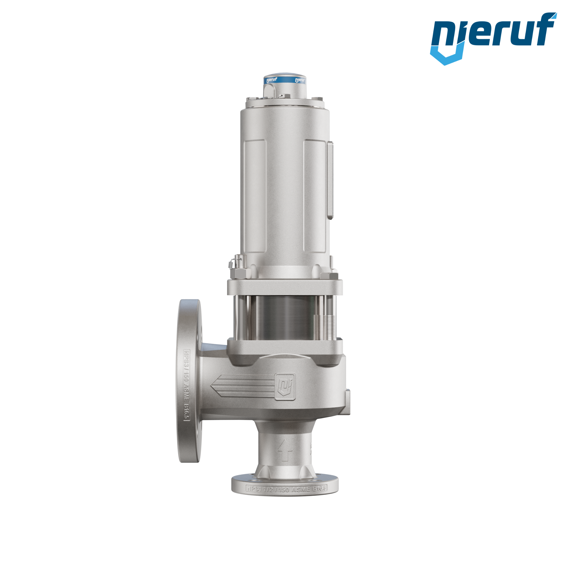 valvola di sicurezza flangiata ASME fluidi liquidi a tenuta di gas manicotto di tenuta ANSI 150 DN40 1 1/2" x 3" SF04, acciaio inossidabile, FFKM, senza dispositivo di sollevamento